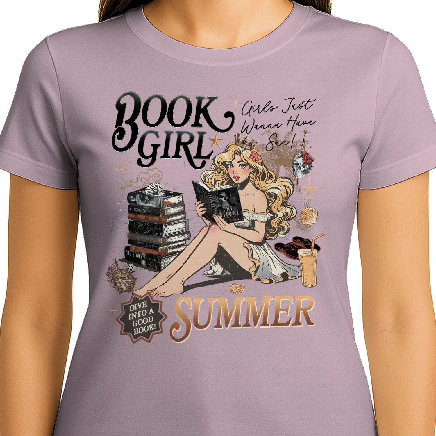 Book Girl Summer Heavy Cotton Light Colors T-shirt 2 Side, The Enemy Series Gildan Tee, Survival Horror Book Shirt, Book Lover Gifts