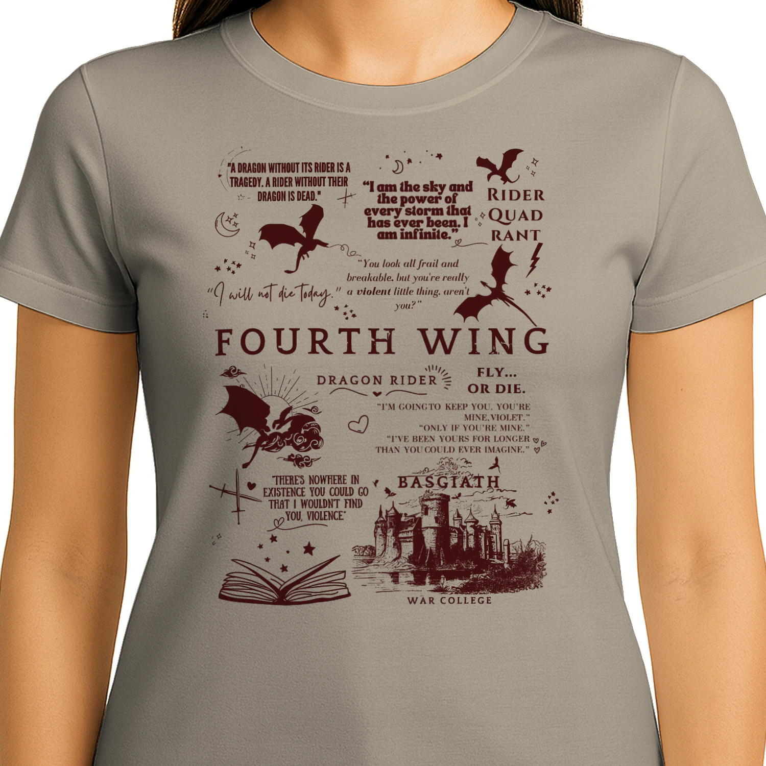 Fourth Wing Heavy Cotton Light Colors T-shirt 1 Side, The Empyrean Series Gildan Tee, Fantasy Romance Book Shirt, Book Gifts
