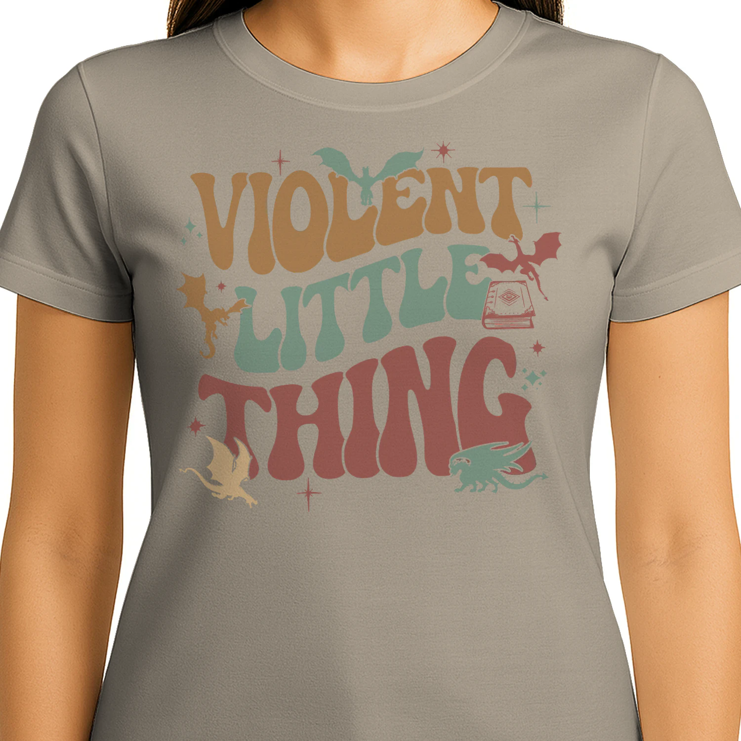 Violent Little Thing Heavy Cotton Light Colors T-shirt 1 Side, Fourth Wing Gildan Tee, Romantasy Book Shirt, Book Gifts