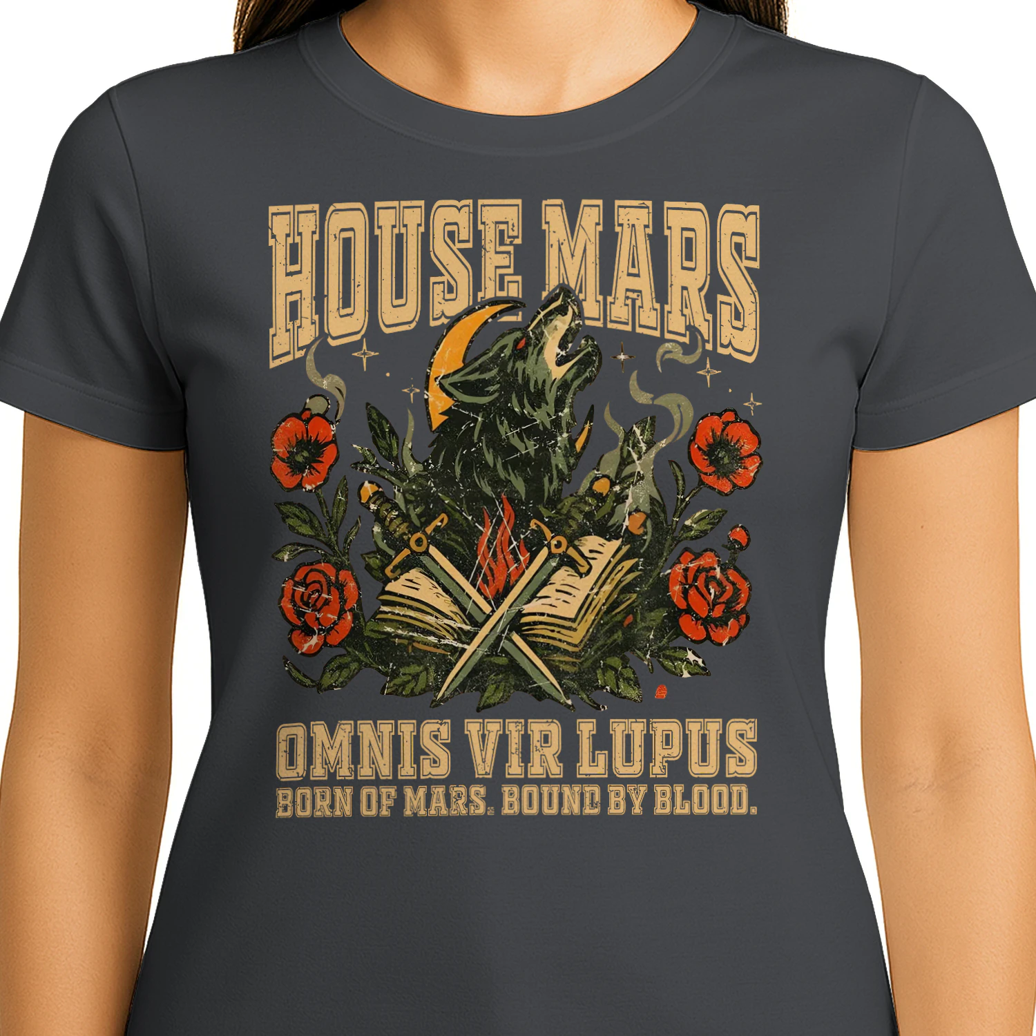 House Mars Heavy Cotton Dark Colors T-shirt 1 Side, Red Rising Saga Gildan Tee, Science Fiction Book Shirt, Book Lover Gifts