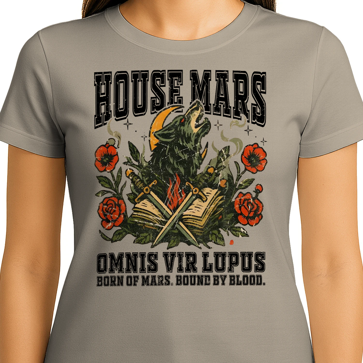 House Mars Heavy Cotton Light Colors T-shirt 1 Side, Red Rising Saga Gildan Tee, Science Fiction Book Shirt, Book Gifts