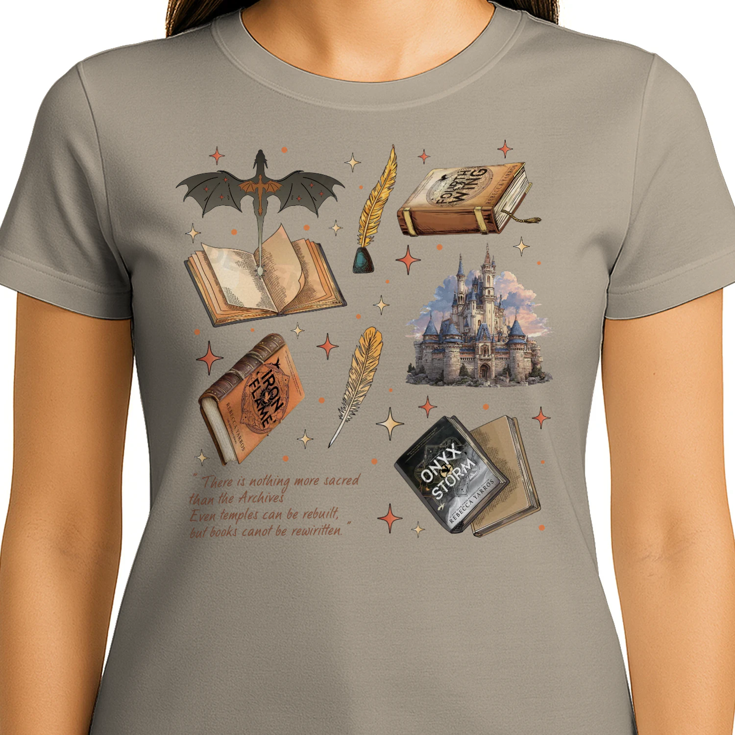 Fourth Wing Heavy Cotton Light Colors T-shirt 1 Side, The Empyrean Series Gildan Tee, Fantasy Romance Book Shirt, Book Gifts