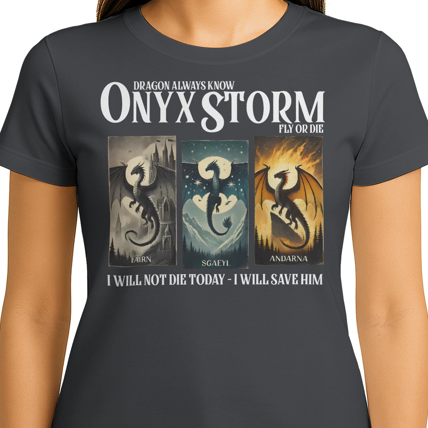 Onyx Storm Heavy Cotton Dark Colors T-shirt 1 Side, The Empyrean Series Gildan Tee, Fantasy Romance Book Shirt, Book Lover Gifts