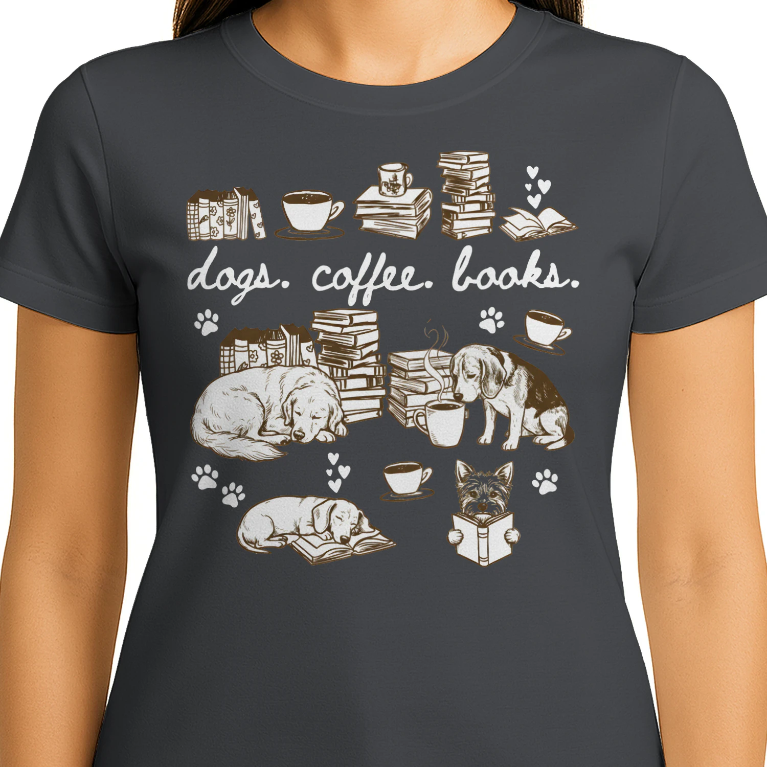 Dogs, Coffee and Book Club Heavy Cotton Dark Colors T-shirt 1 Side, Book Club Gildan Tee, Readers Club Shirt, Book Lover Gifts