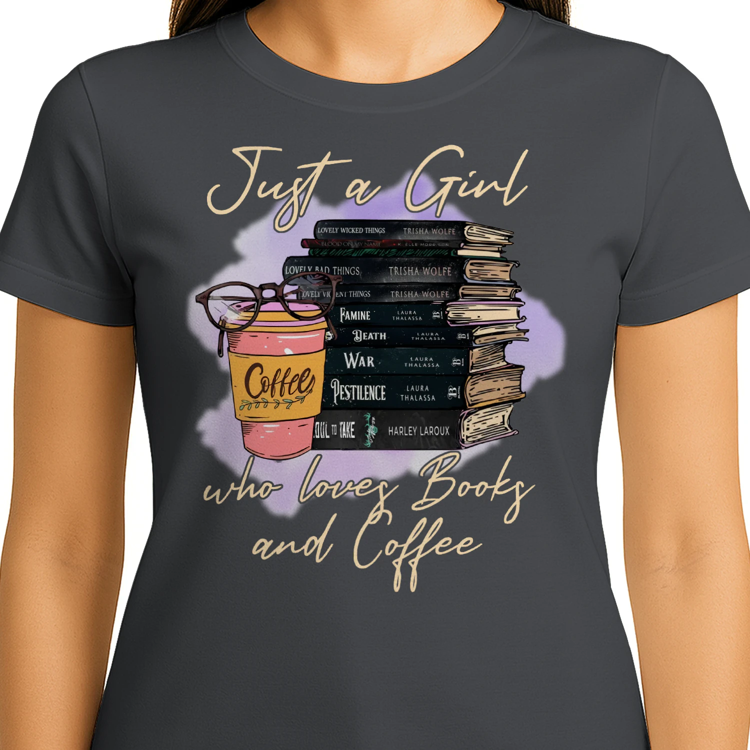 Girl Love Book And Coffee Heavy Cotton T-shirt 1 Side, Dark Romance Book Tee, Romantasy Book Shirt, Book Lover Gifts
