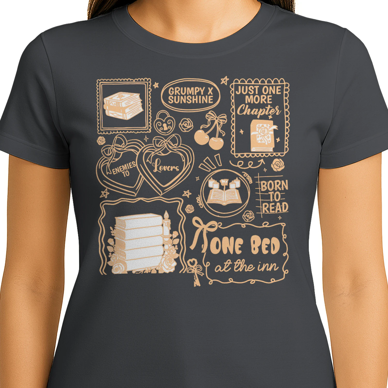 Enemies To Lovers Heavy Cotton Dark Colors T-shirt 1 Side, Book Lover Quotes Gildan Tee, Readers Club Shirt, Book Lover Gifts