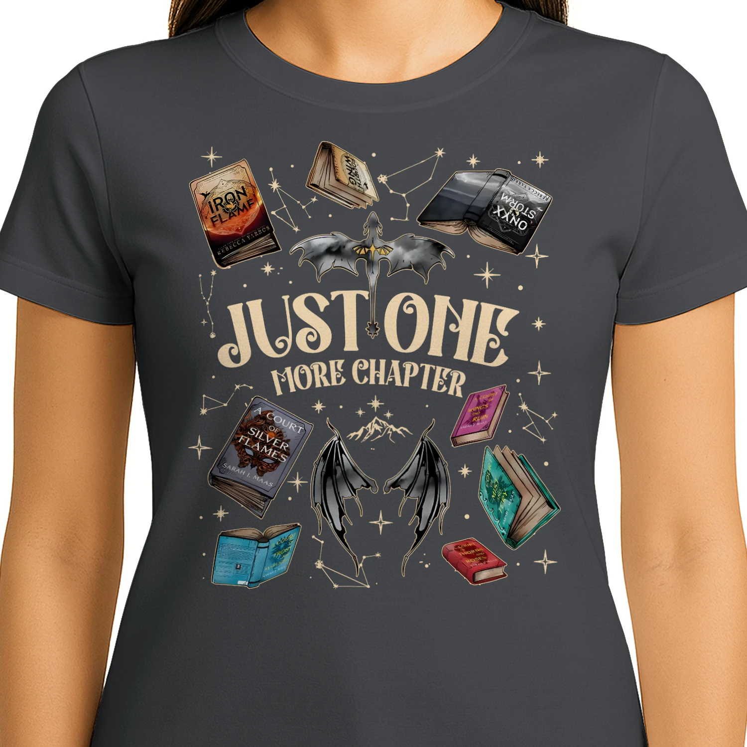 Just One More Chapter Heavy Cotton Dark Colors T-shirt 1 Side, Acotar Gildan Tee, Romantasy Shirt, Book Lover Gifts