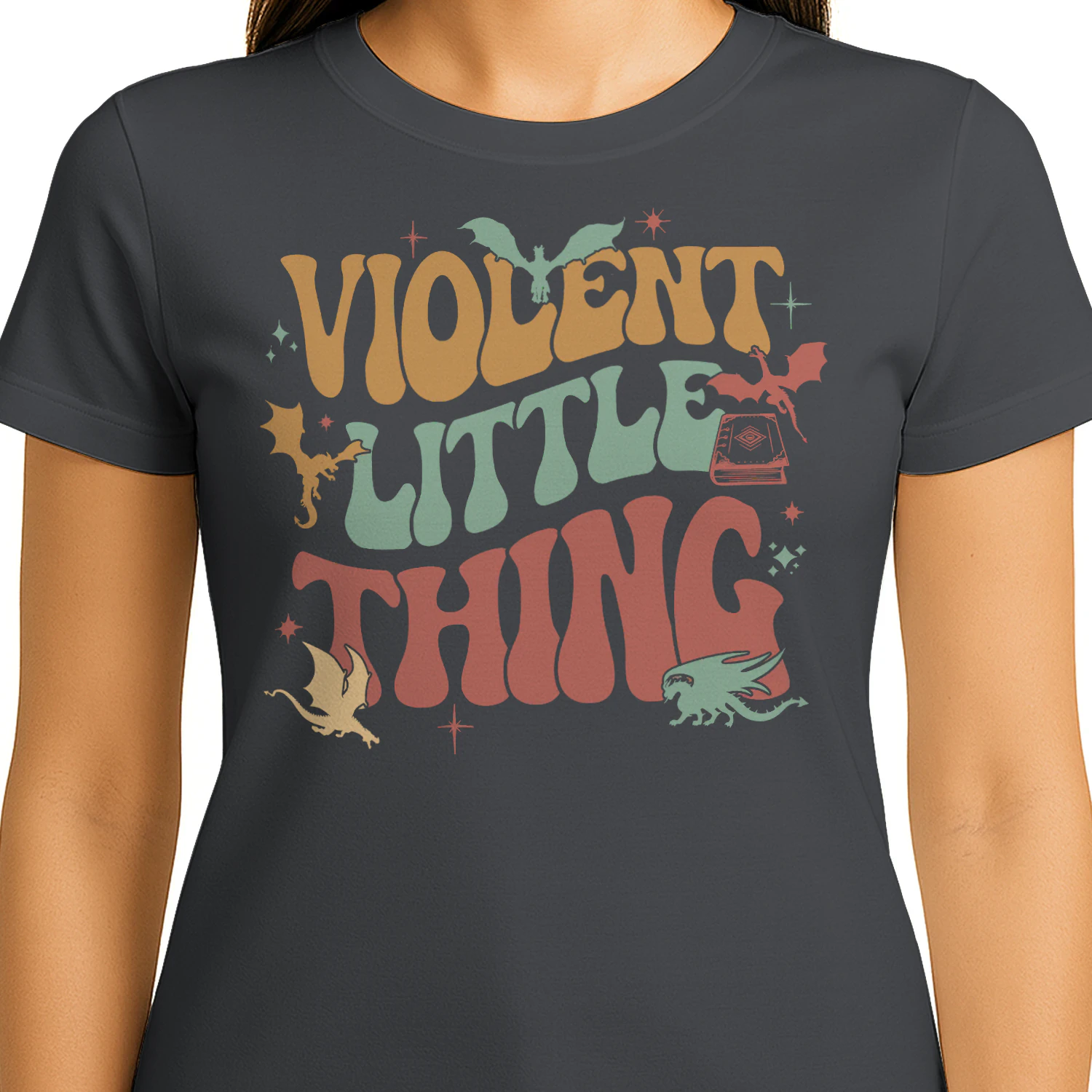 Violent Little Thing Heavy Cotton Dark Colors T-shirt 1 Side, Fourth Wing Gildan Tee, Romantasy Book Shirt, Book Lover Gifts