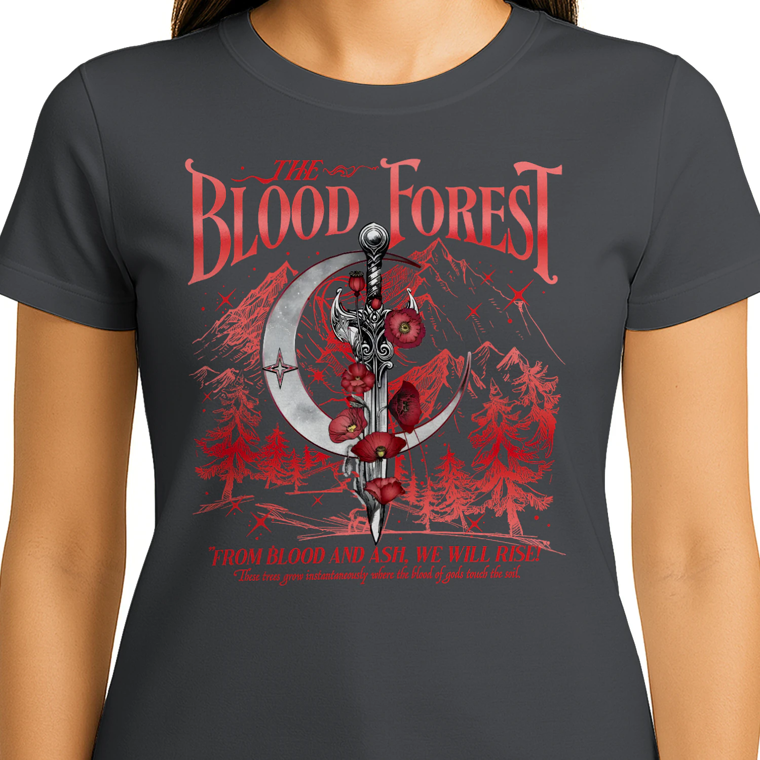The Blood Forest Heavy Cotton Dark Colors T-shirt 2 Side, From Blood and Ash Gildan Tee, Romantasy Readers Shirt, Book Lover Gifts