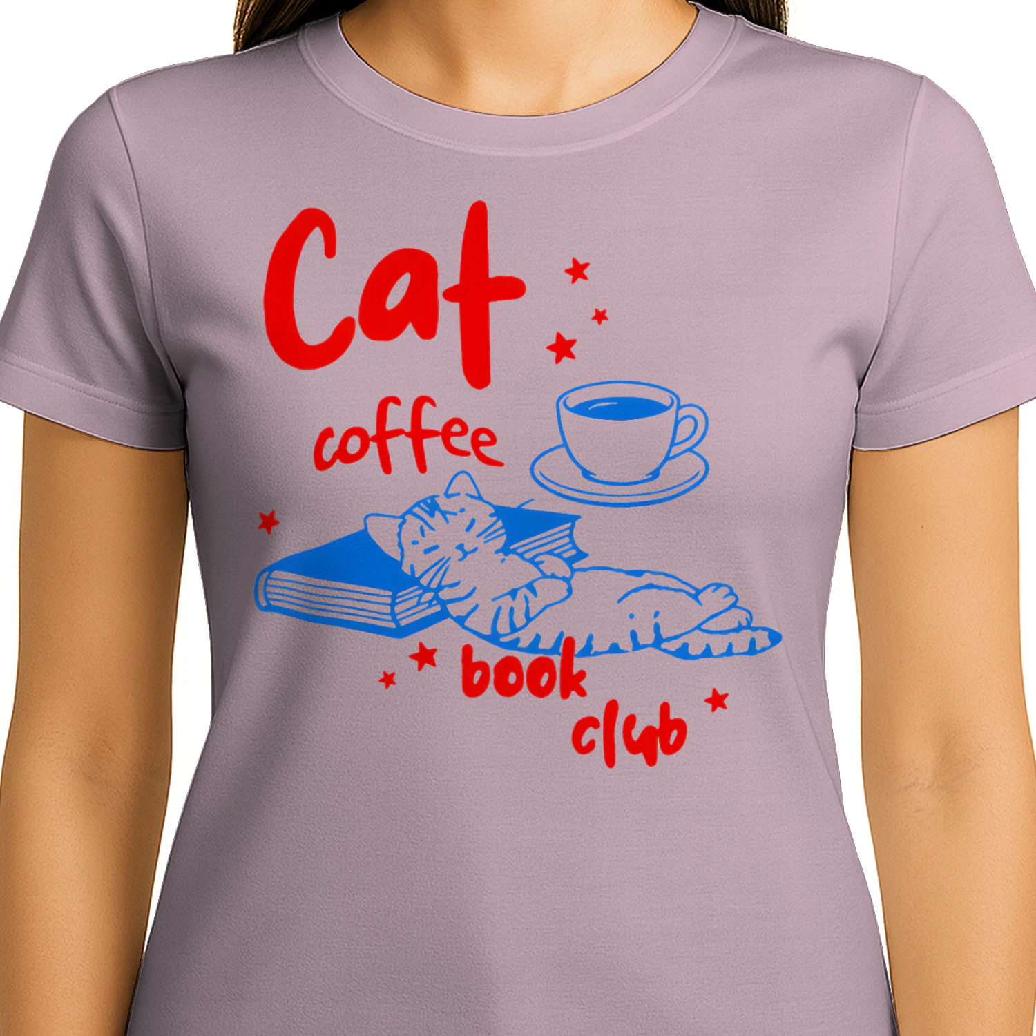 Cat, Coffee, Book Club Heavy Cotton Light Colors T-shirt 1 Side, Book Club Gildan Tee, Readers Club Shirt, Book Lover Gifts
