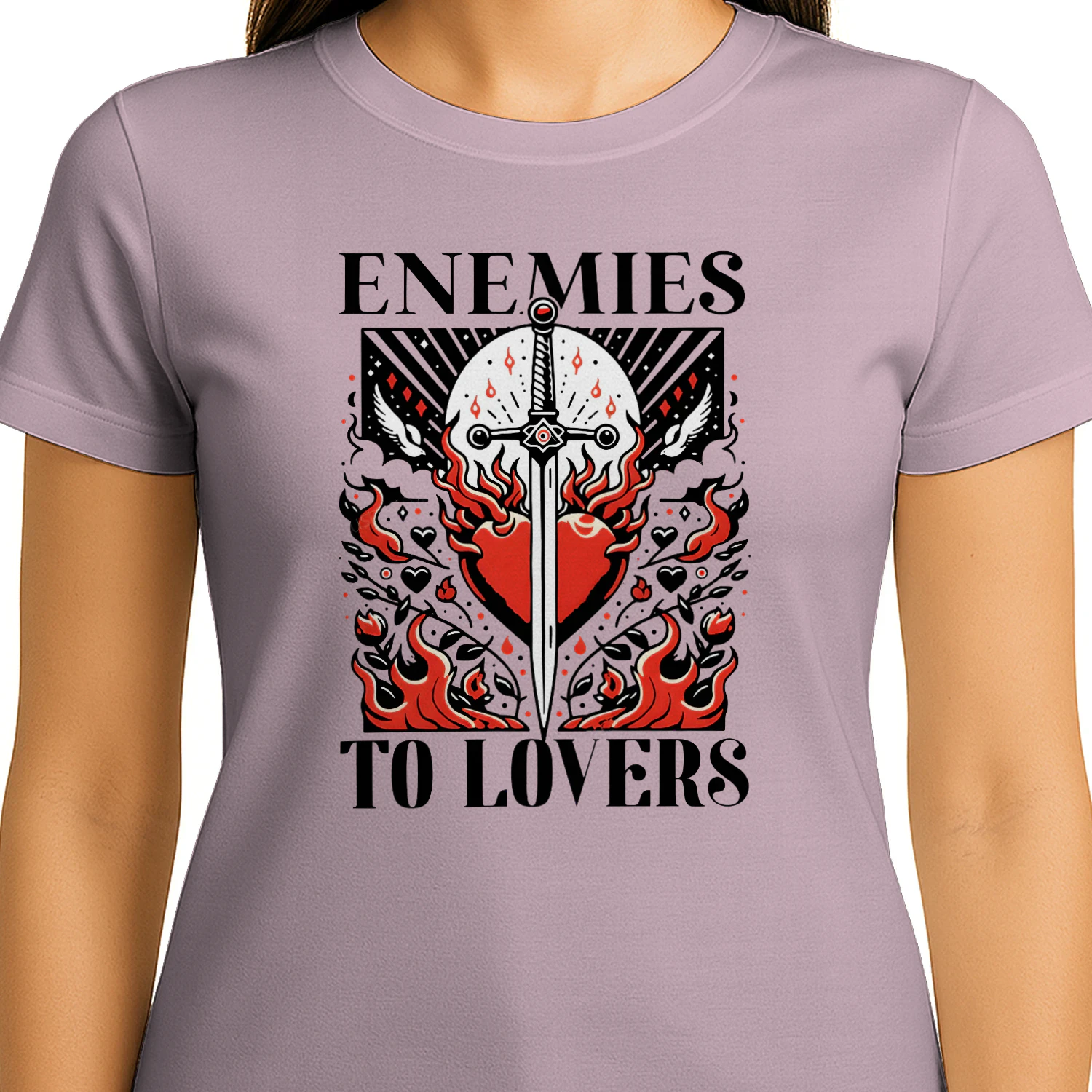 Enemies To Lovers Heavy Cotton Light Colors T-shirt 1 Side, Book Club Gildan Tee, Readers Club Shirt, Book Lover Gifts