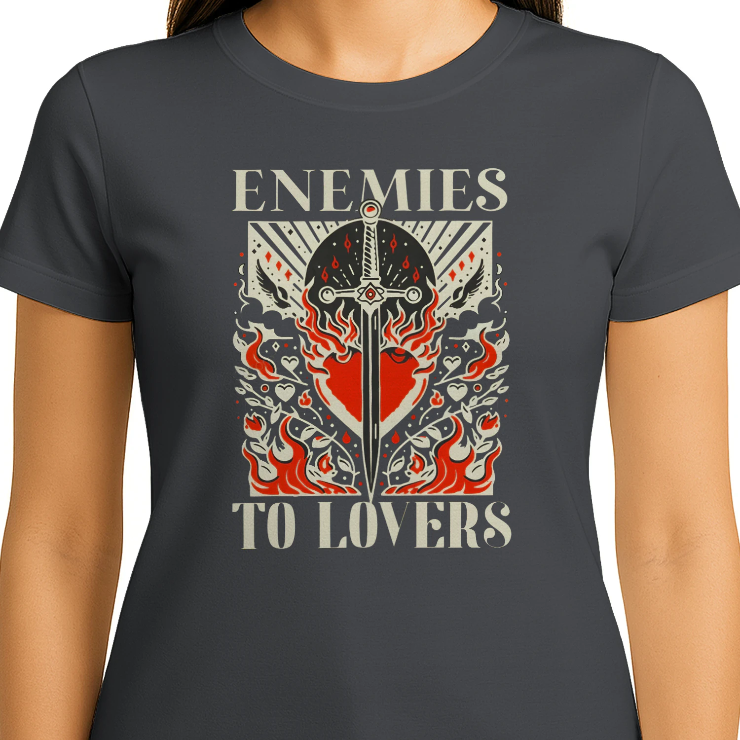 Enemies To Lovers Heavy Cotton Dark Colors T-shirt 1 Side, Book Club Gildan Tee, Readers Club Shirt, Book Lover Gifts