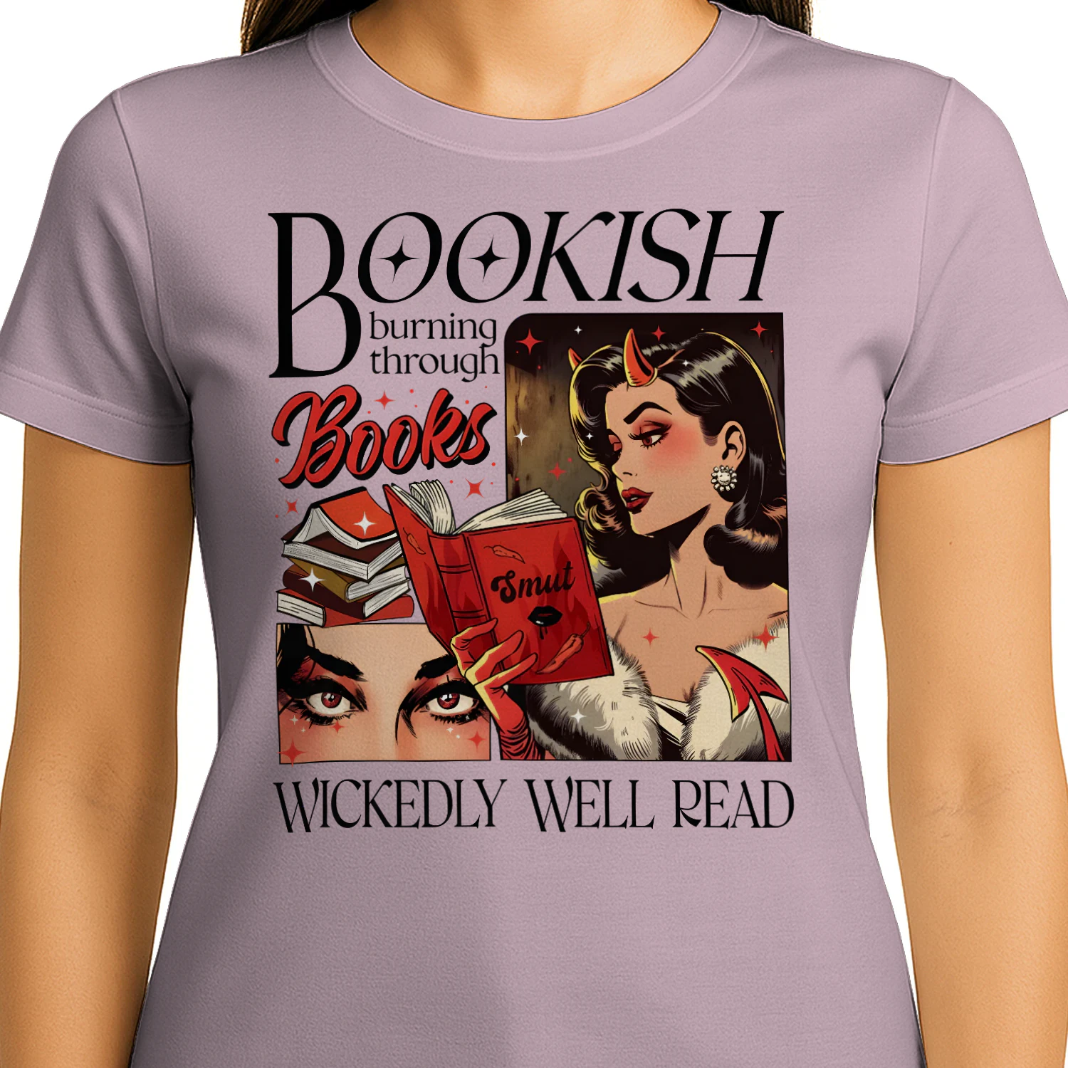 Bookish Burning Through Heavy Cotton Light Colors T-shirt 1 Side, Wickedly Well Read Gildan Tee, Readers Club Shirt, Book Lover Gifts