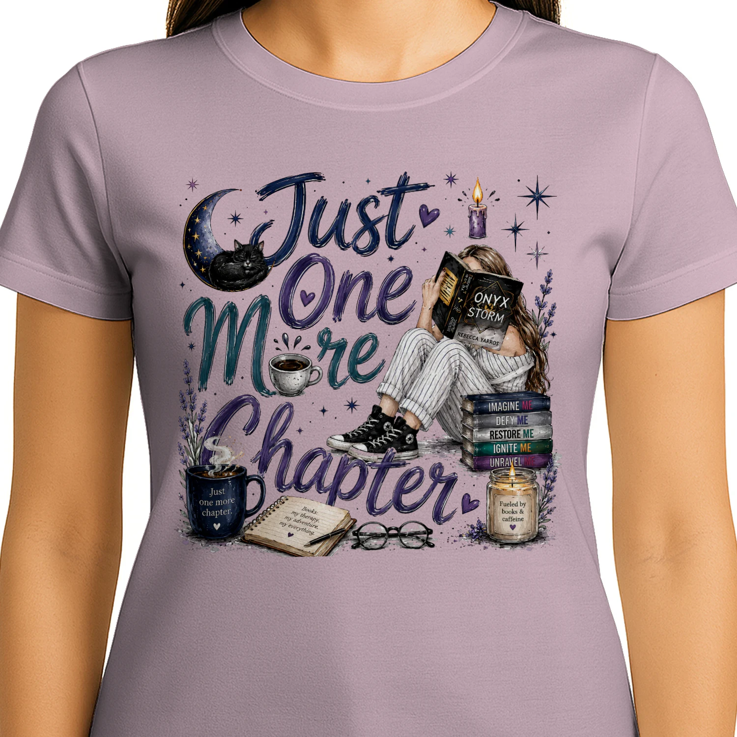 Just One More Chapter Heavy Cotton Light Colors T-shirt 1 Side, Fourth Wing Gildan Tee, Romantasy Shirt, Book Lover Gifts