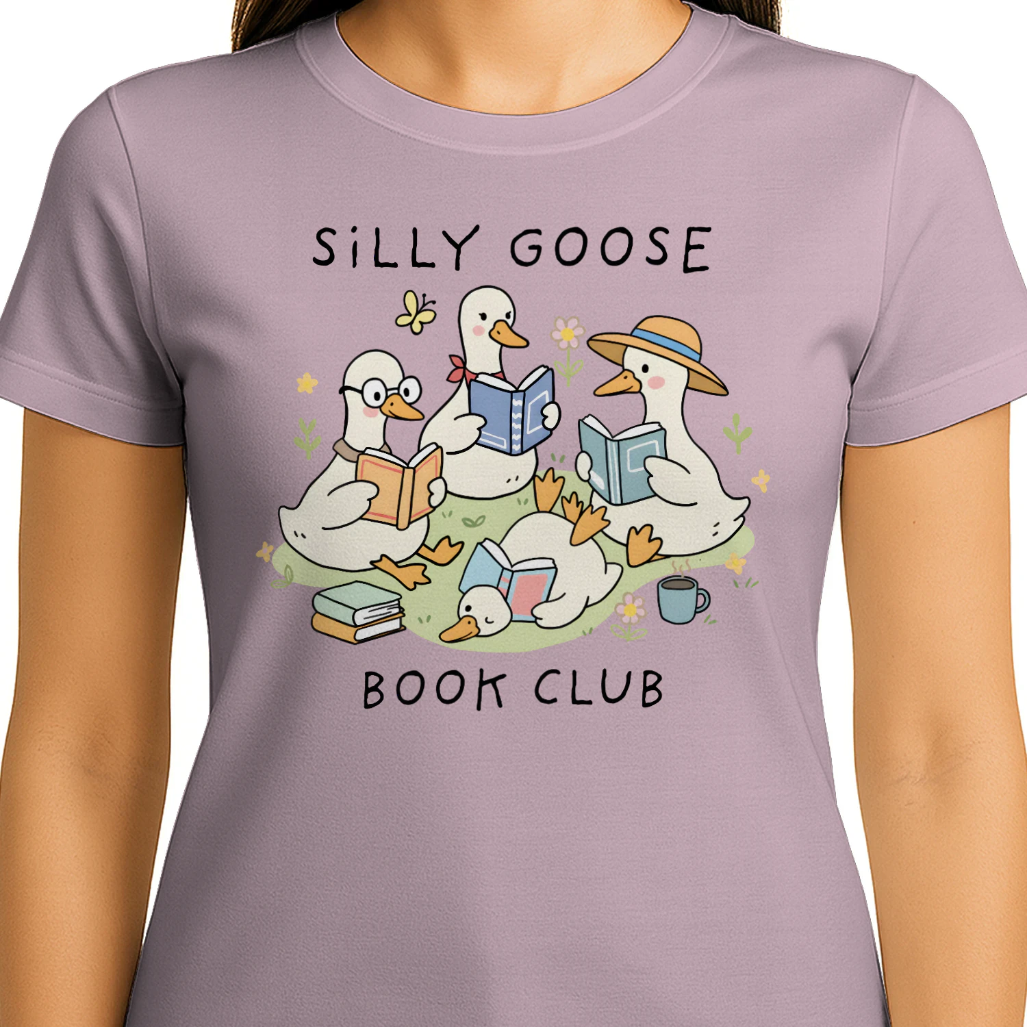 Silly Goose Readers Heavy Cotton Light Colors T-shirt 1 Side, Funny Book Club Gildan Tee, Readers Club Shirt, Book Lover Gifts