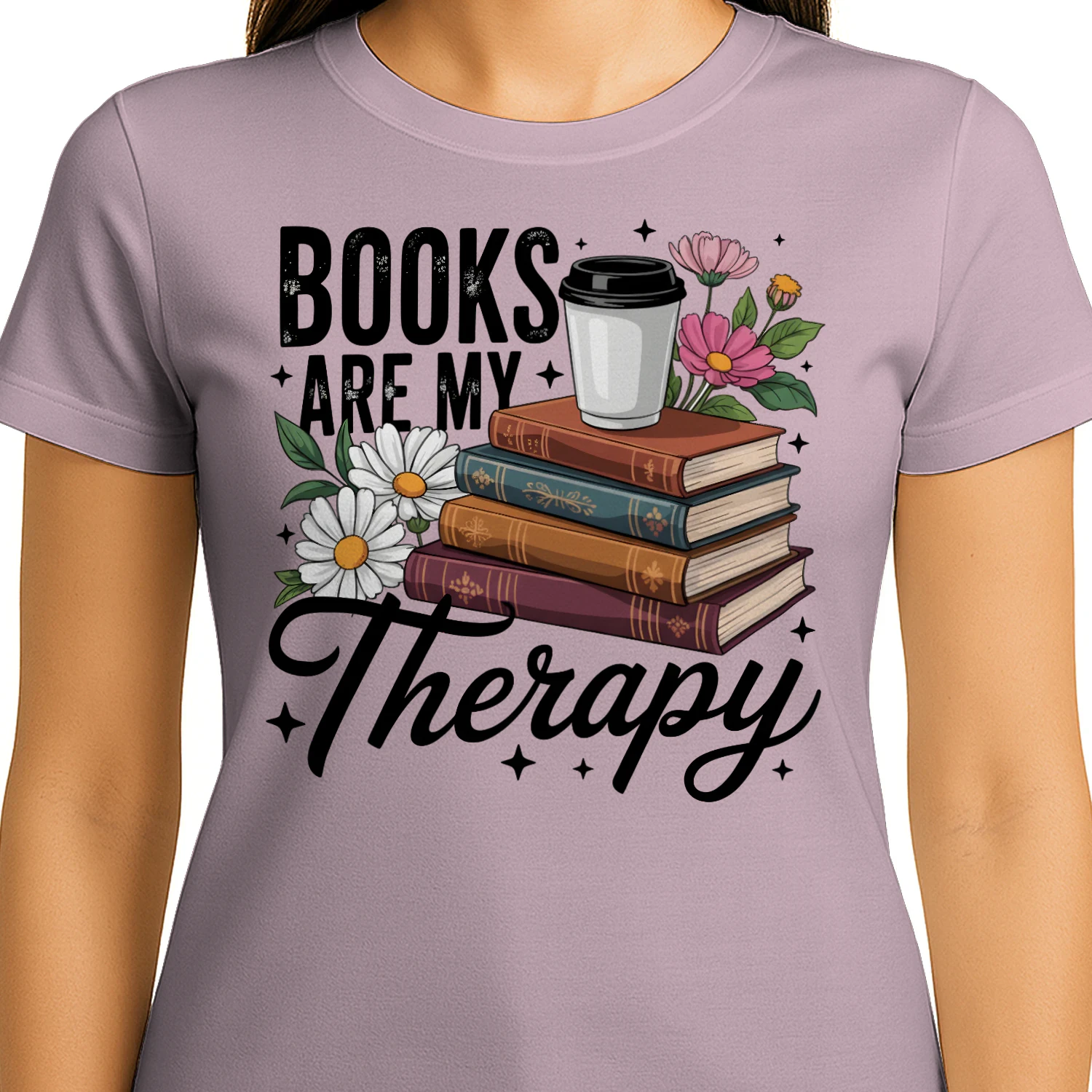 Book Are My Therapy V2 Heavy Cotton Light Colors T-shirt 1 Side, Book Club Gildan Tee, Readers Club Shirt, Book Lover Gifts