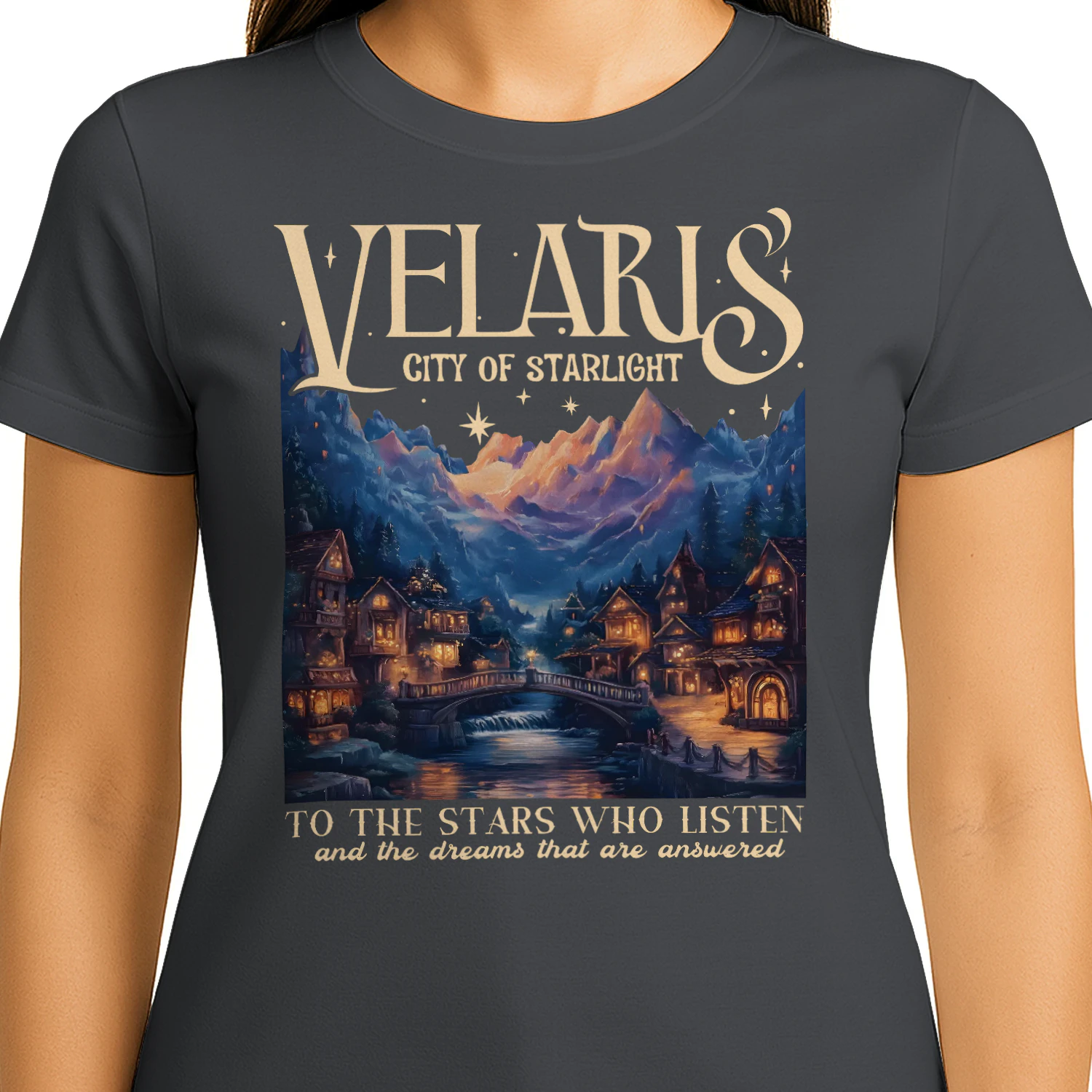 Velaris City Of Starlight Heavy Cotton Dark Colors T-shirt 1 Side, Acotar Series Gildan Tee, Fantasy Romance Book Shirt, Book Lover Gifts