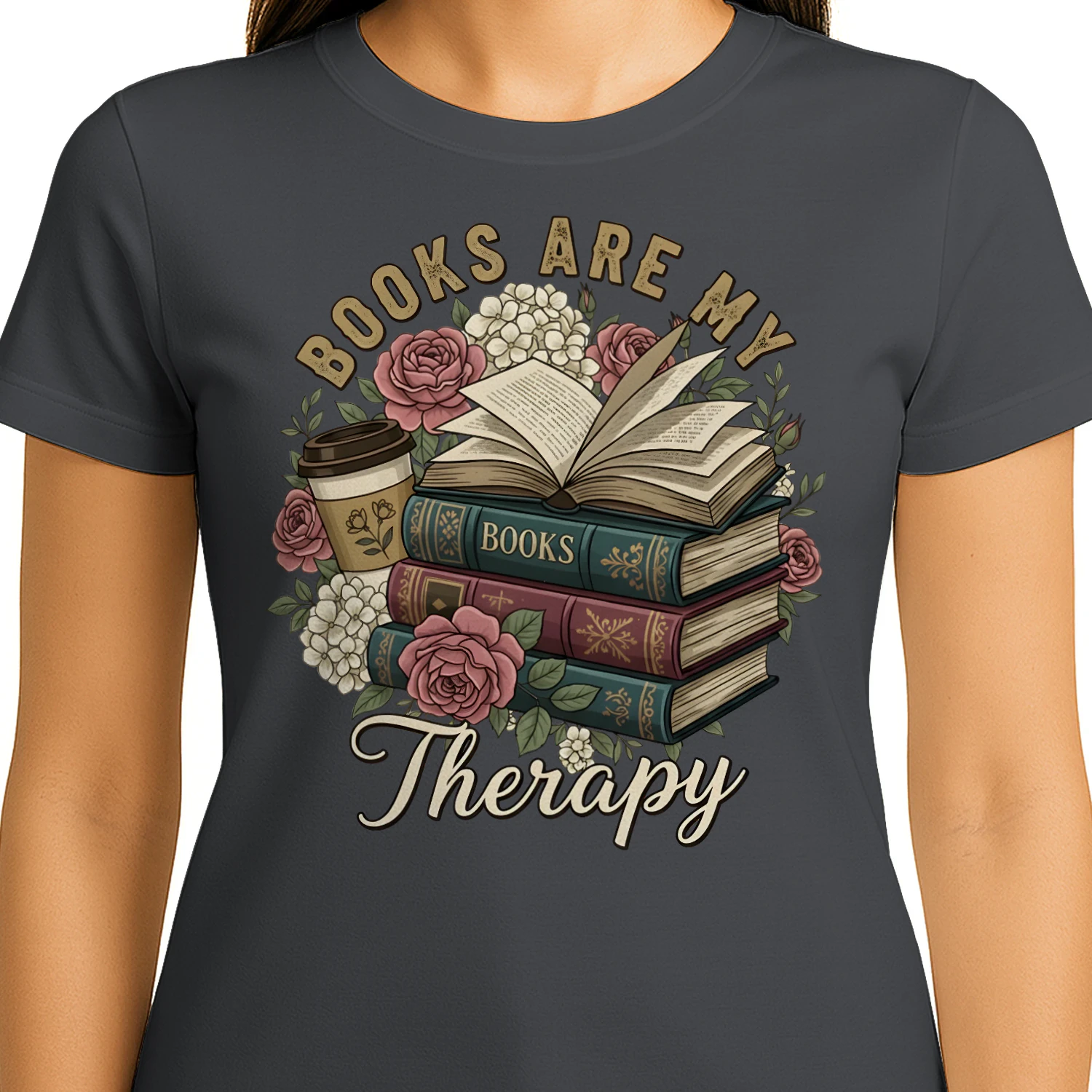 Book Are My Therapy Heavy Cotton Dark Colors T-shirt 1 Side, Book Club Gildan Tee, Readers Club Shirt, Book Lover Gifts