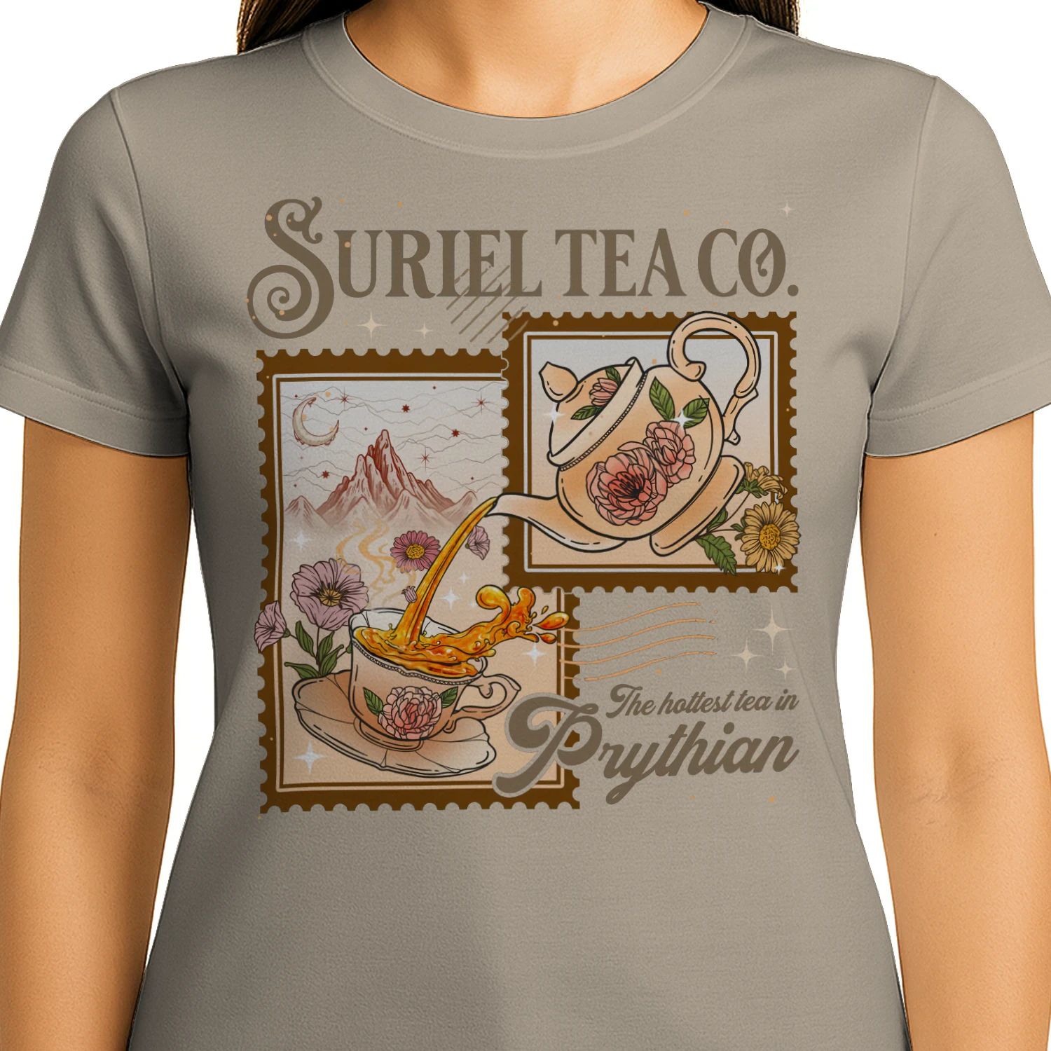 Suriel Tea Co Heavy Cotton Light Colors T-shirt 1 Side, Acotar Series Gildan Tee, Fantasy Romance Book Shirt, Book Lover Gifts