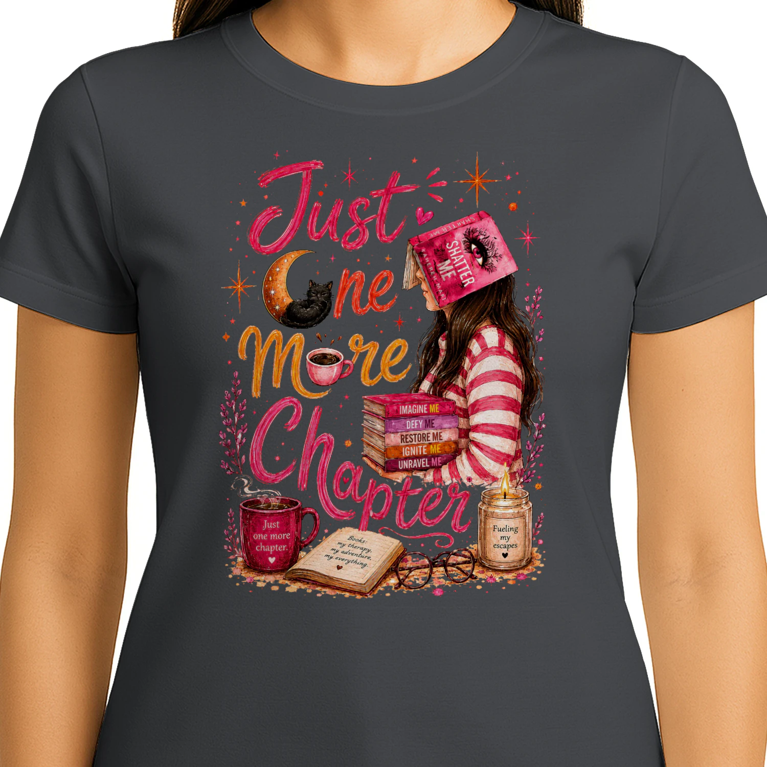 Just One More Chapter Heavy Cotton Dark Colors T-shirt 1 Side, Shatter Me Gildan Tee, Romantasy Shirt, Book Lover Gifts
