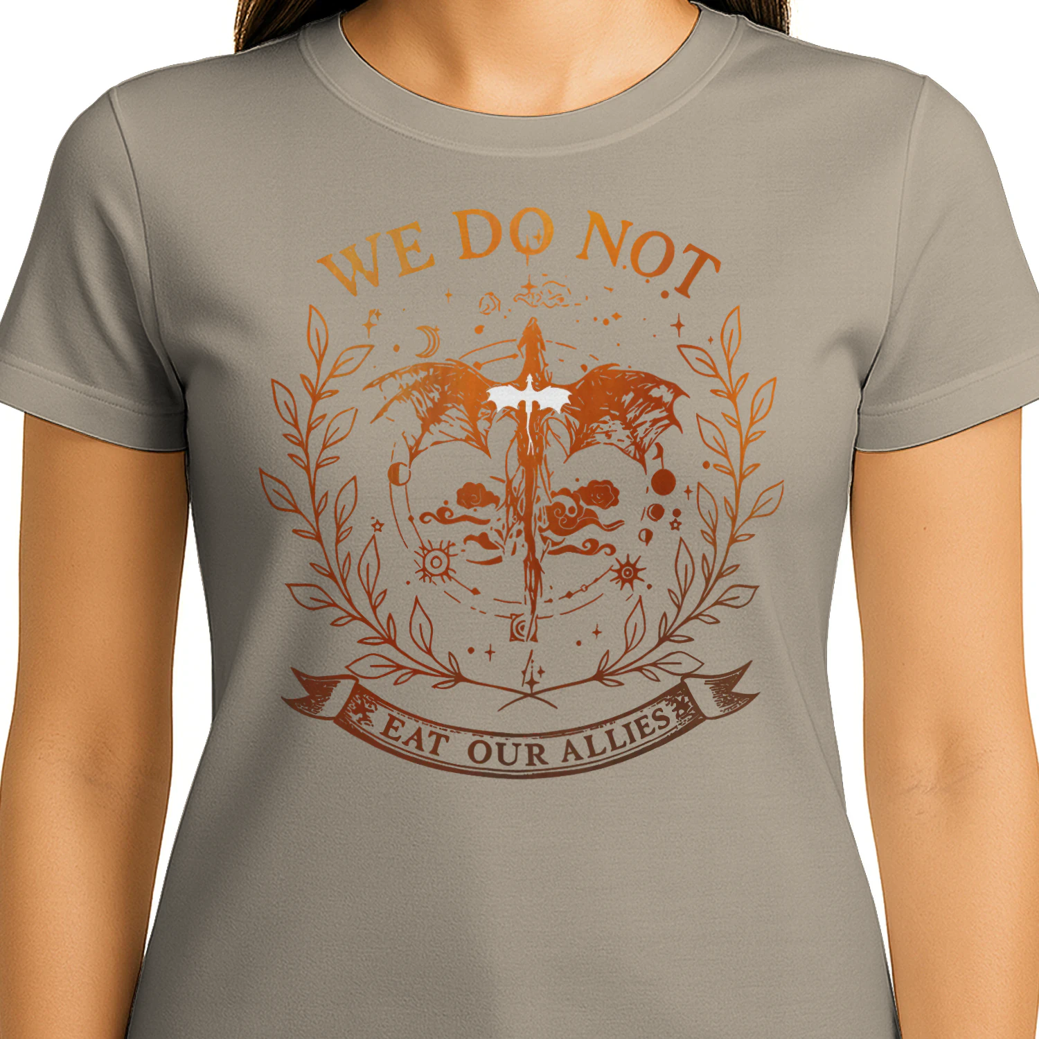 We Do Not Eat Our Allies Heavy Cotton Light Colors T-shirt 1 Side, Fourth Wing Gildan Tee, Fantasy Romance Book Shirt, Book Gifts