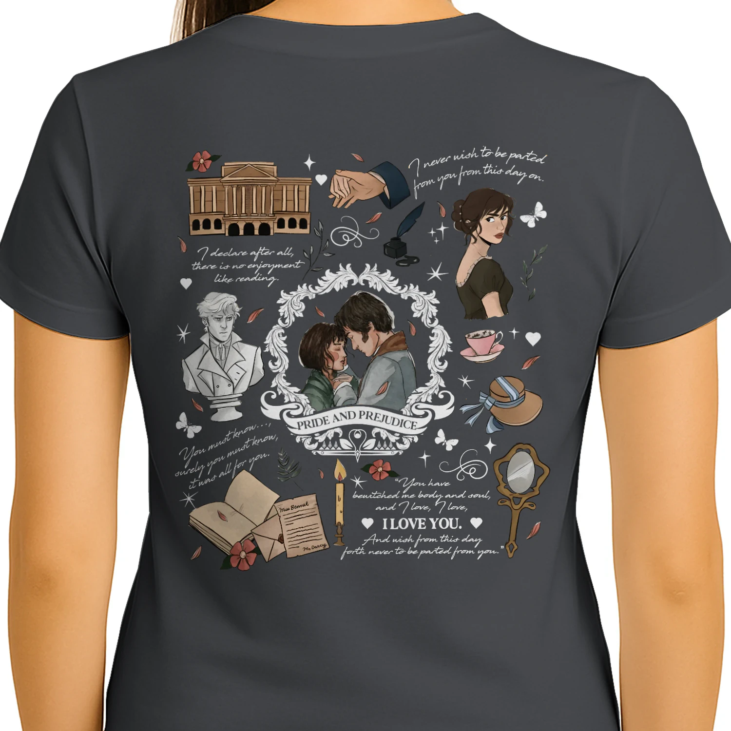 Pride & Prejudice Heavy Cotton T-Shirt 2 Side, Romance Tee, Classic Literature Shirt, Book Lover Gifts