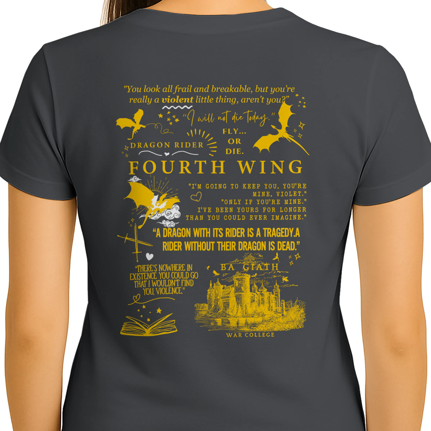 Basgiath War College Heavy Cotton Shirt 2 Side, Fourth Wing Series Tee, Romantasy Shirt, Book Lover Gifts