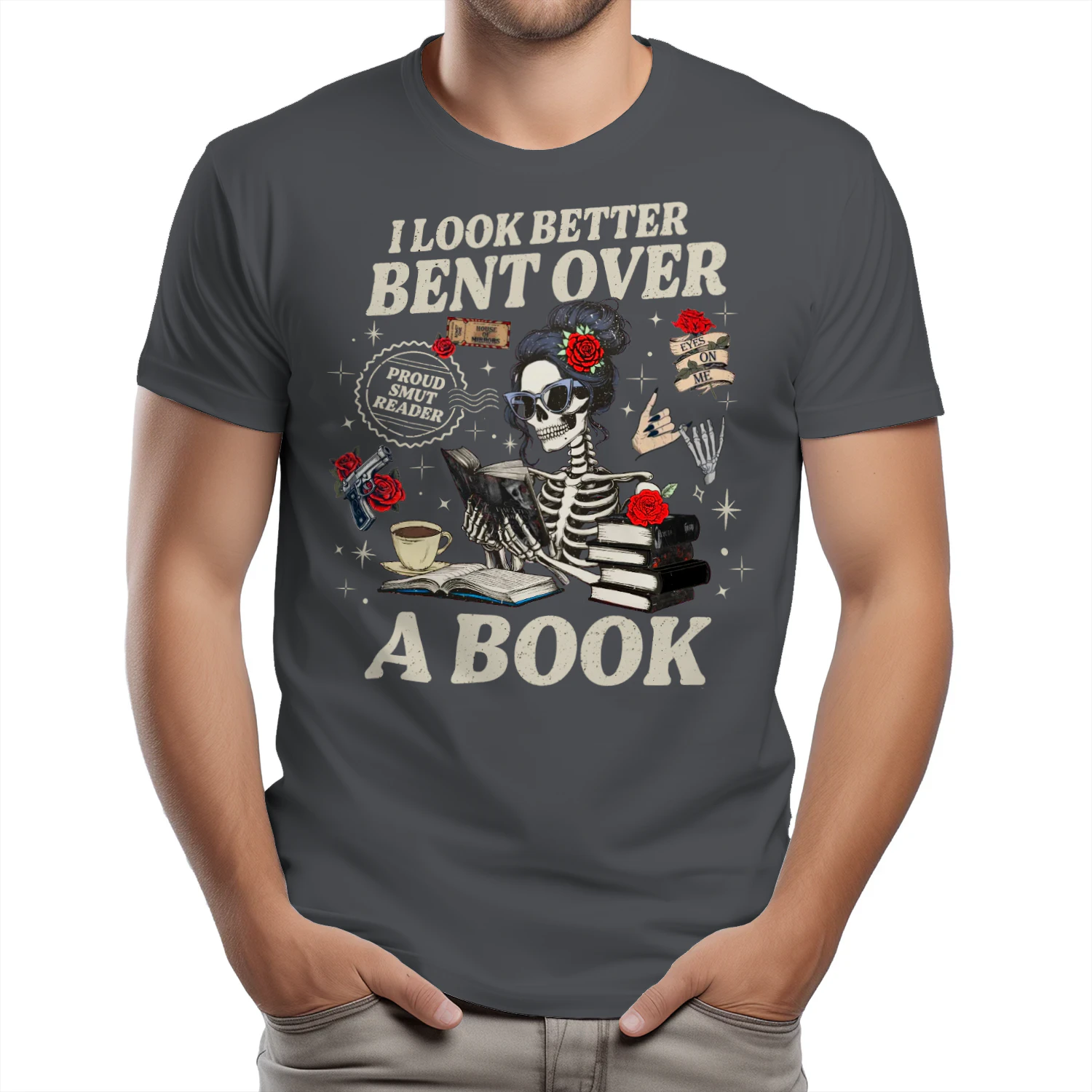 I Look Better Bent Over A Book Heavy Cotton Dark Colors T-shirt 1 Side, Haunting Adeline Gildan Tee, Dark Romance Shirt, Book Lover Gifts