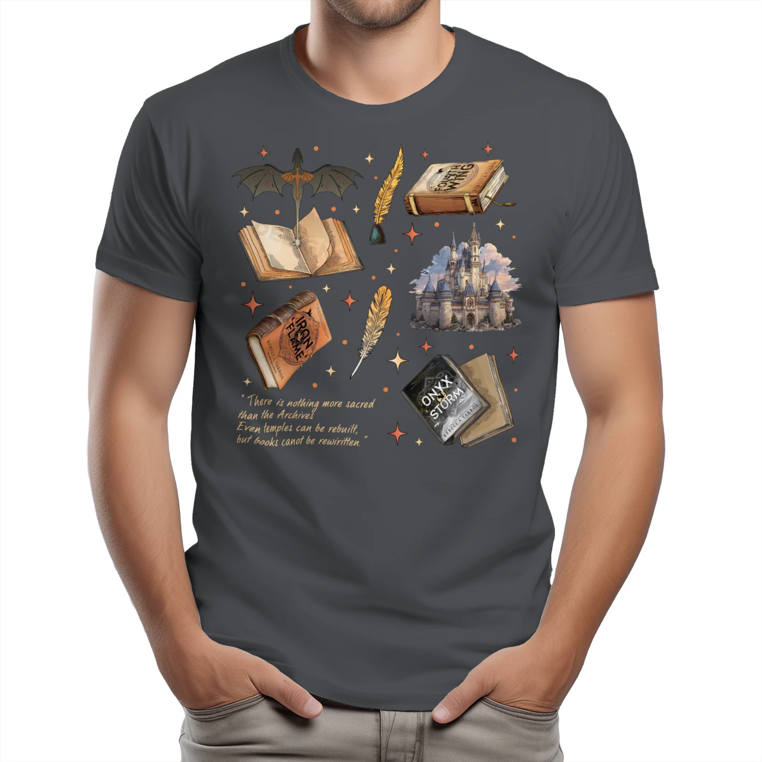 Fourth Wing Heavy Cotton Dark Colors T-shirt 1 Side, The Empyrean Series Gildan Tee, Fantasy Romance Book Shirt, Book Lover Gifts