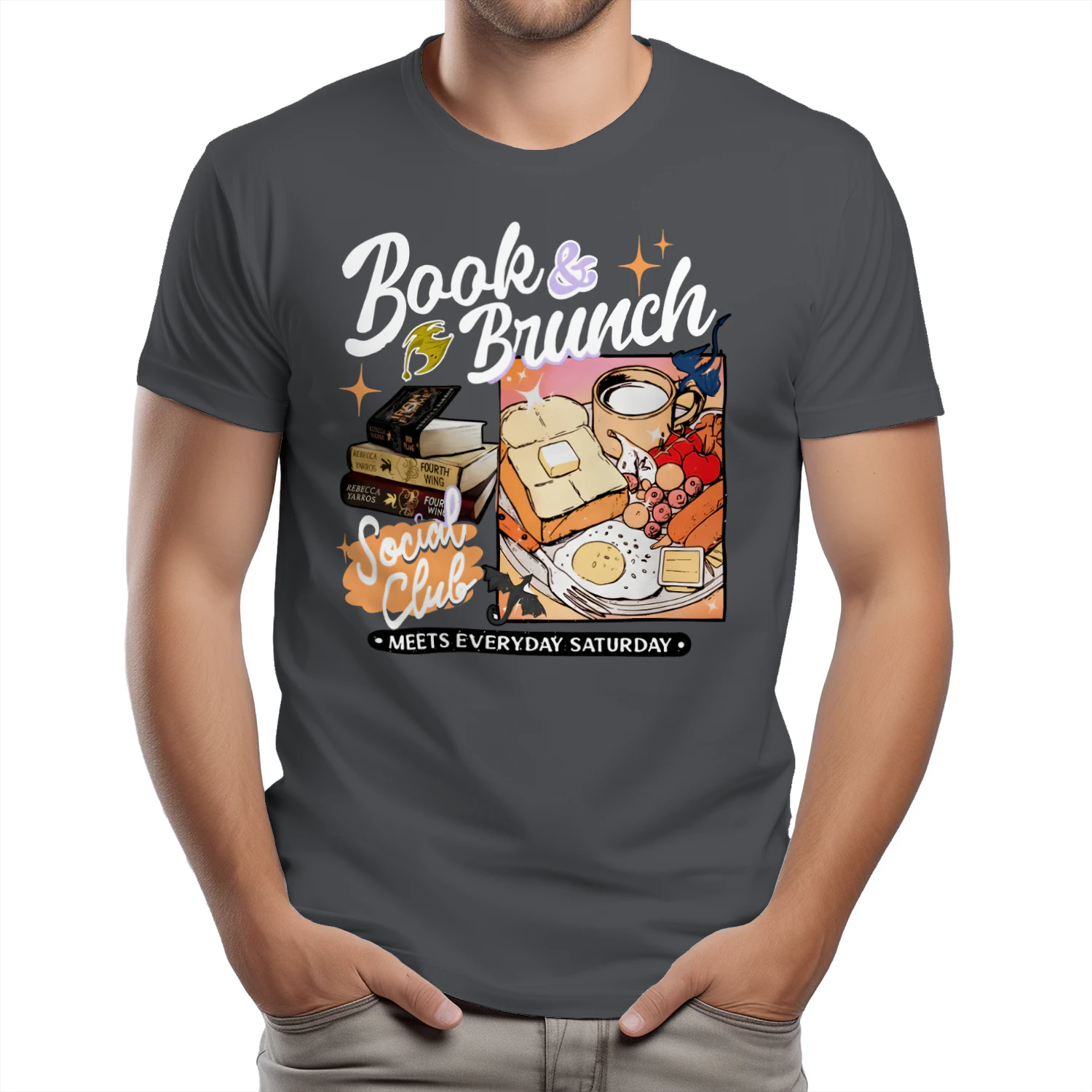 Book Brunch Heavy Cotton Dark Colors T-shirt 1 Side, Social Club Gildan Tee, Readers Club Shirt, Book Lover Gifts