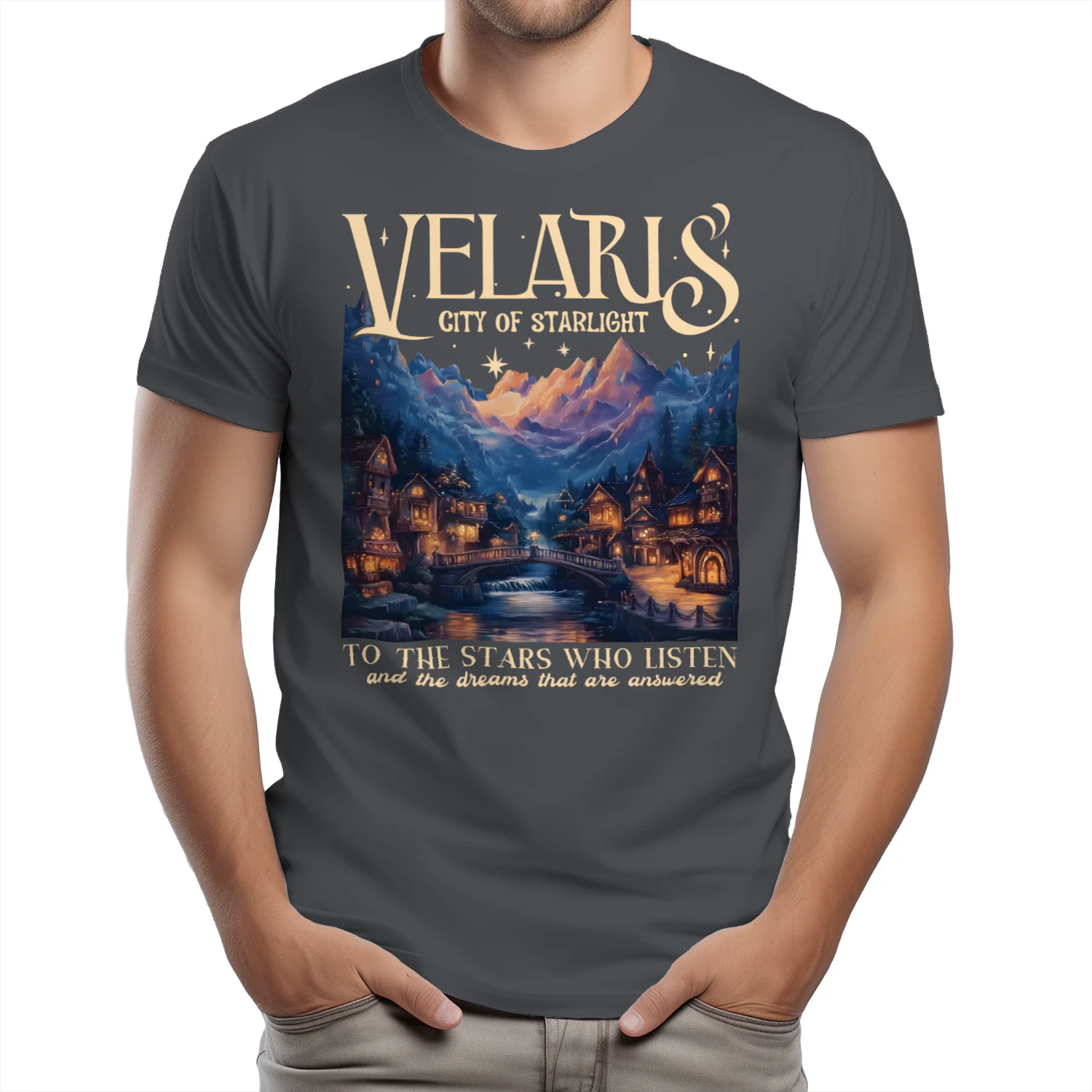 Velaris City Of Starlight Heavy Cotton Dark Colors T-shirt 1 Side, Acotar Series Gildan Tee, Fantasy Romance Book Shirt, Book Lover Gifts