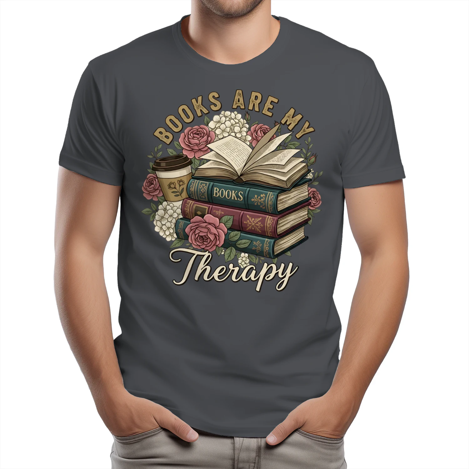 Book Are My Therapy V3 Heavy Cotton Dark Colors T-shirt 1 Side, Book Club Gildan Tee, Readers Club Shirt, Book Lover Gifts