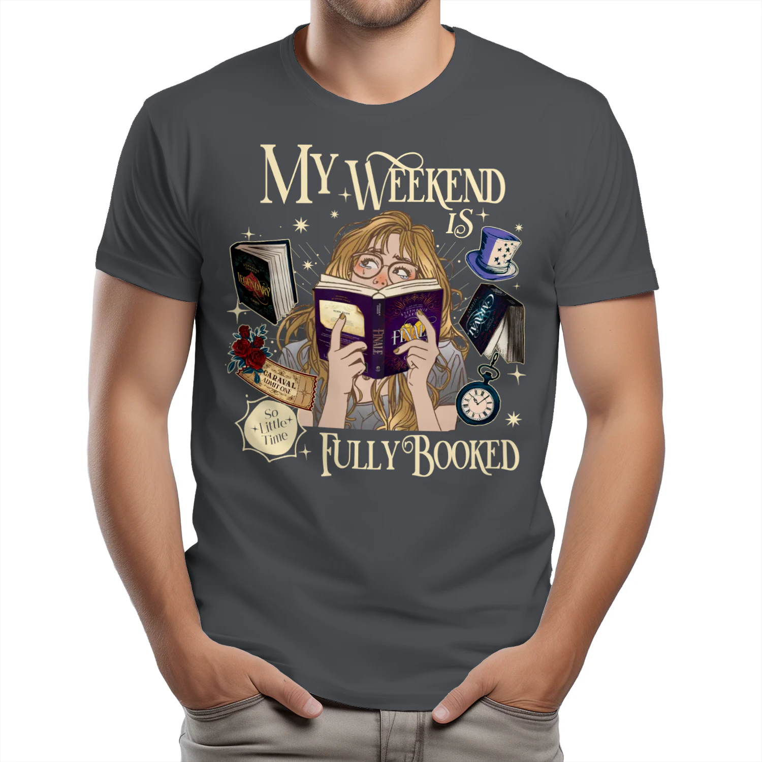 My Weekend Is Fully Booked Heavy Cotton Dark Colors T-shirt 2 Side, Caraval Series Gildan Tee, Young Adult Book Shirt, Book Lover Gifts
