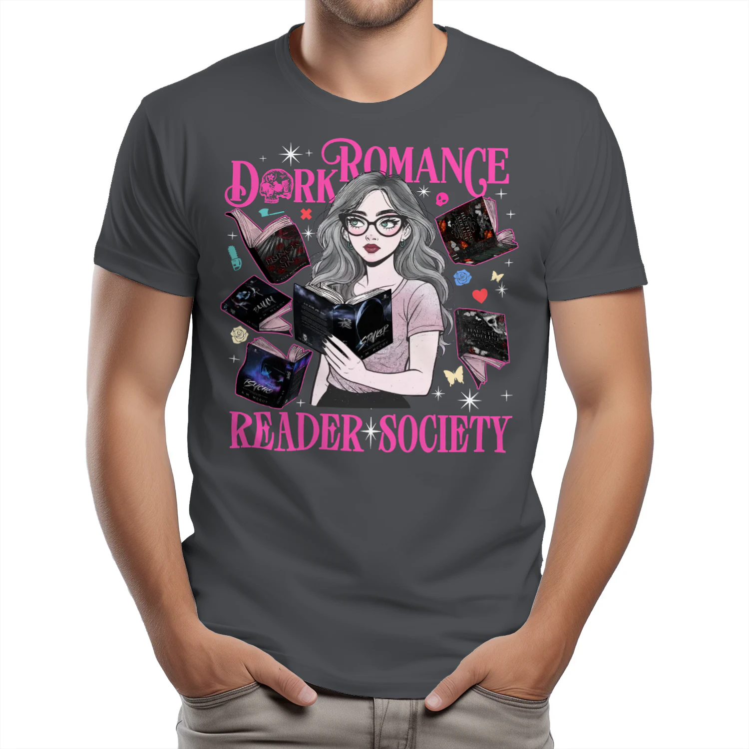 Reader Society Heavy Cotton T-shirt 1 Side, Dark Romance Book Tee, Romantasy Book Shirt, Book Lover Gifts
