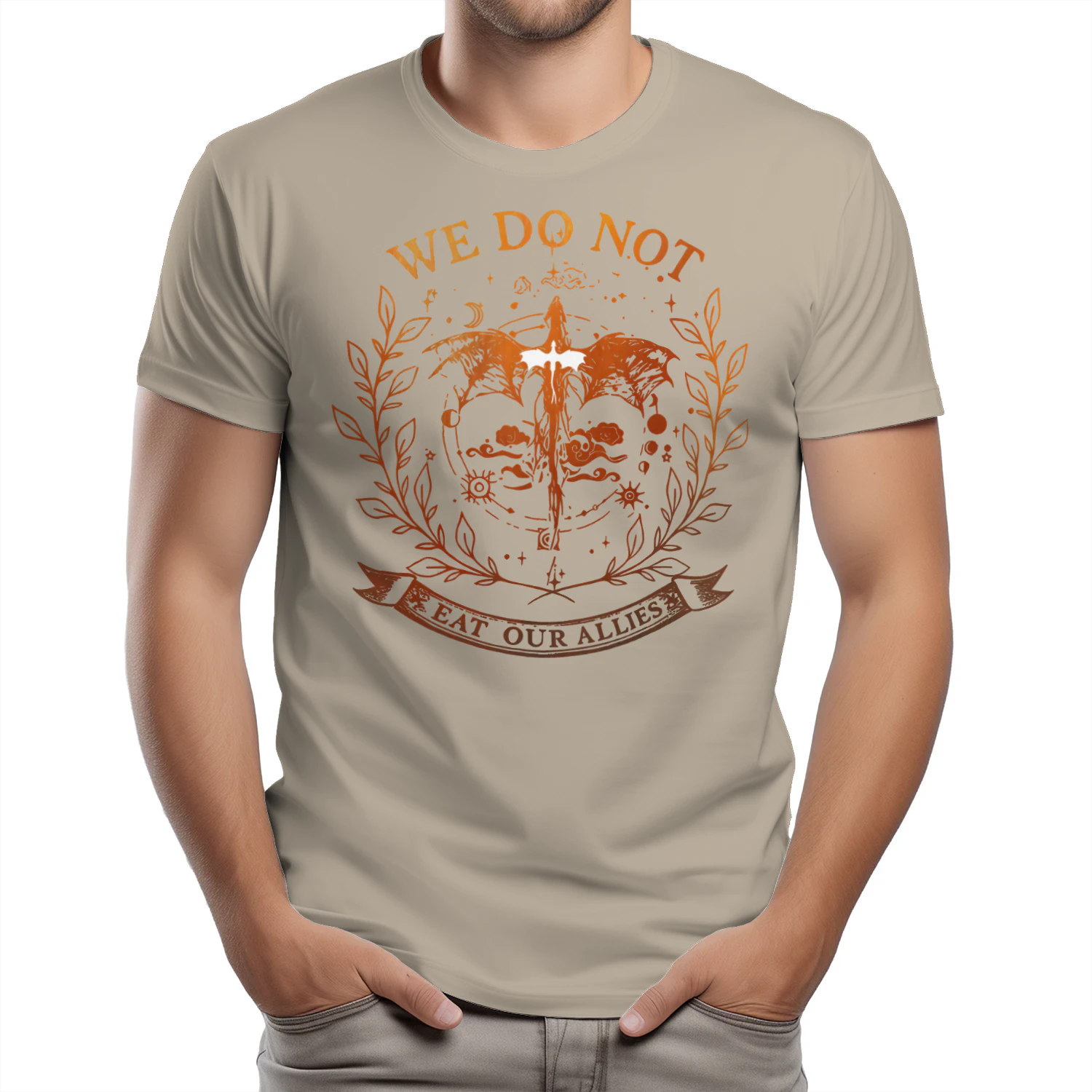 We Do Not Eat Our Allies Heavy Cotton Light Colors T-shirt 1 Side, Fourth Wing Gildan Tee, Fantasy Romance Book Shirt, Book Gifts