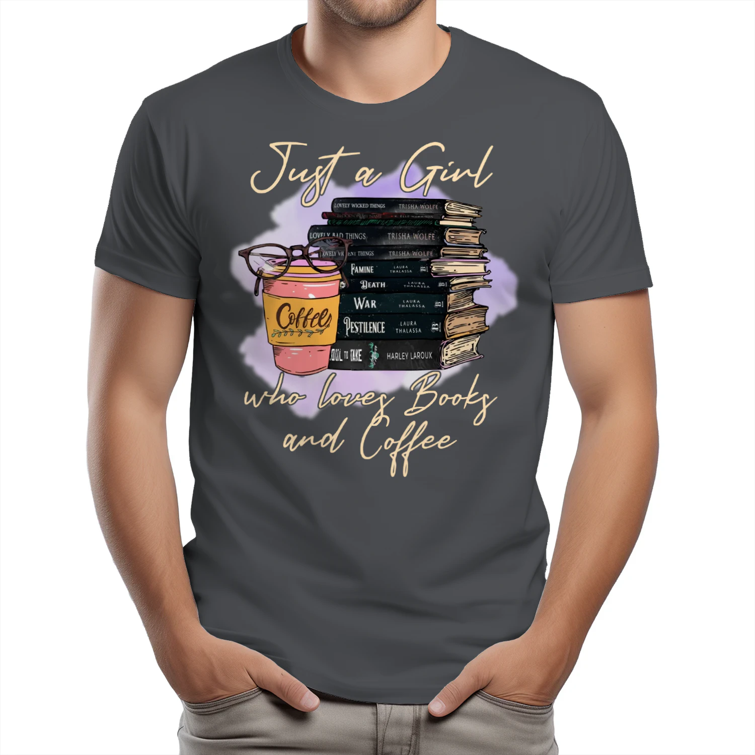 Girl Love Book And Coffee Heavy Cotton T-shirt 1 Side, Dark Romance Book Tee, Romantasy Book Shirt, Book Lover Gifts