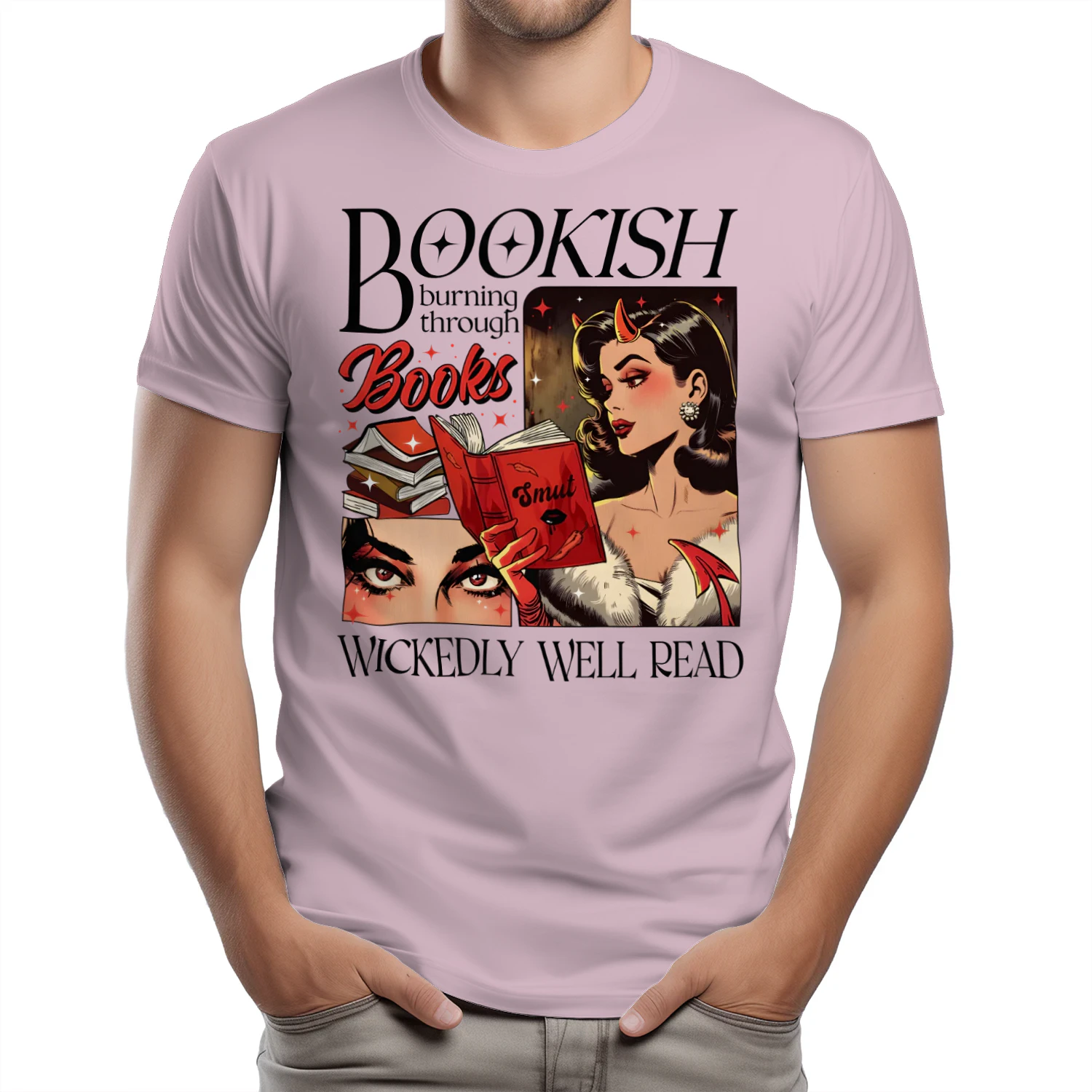 Bookish Burning Through Heavy Cotton Light Colors T-shirt 1 Side, Wickedly Well Read Gildan Tee, Readers Club Shirt, Book Lover Gifts