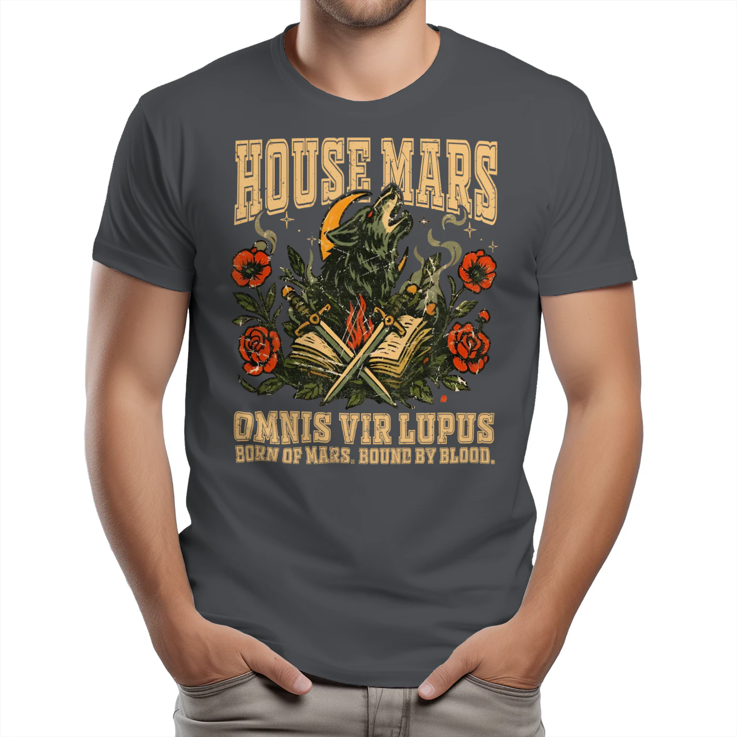 House Mars Heavy Cotton Dark Colors T-shirt 1 Side, Red Rising Saga Gildan Tee, Science Fiction Book Shirt, Book Lover Gifts