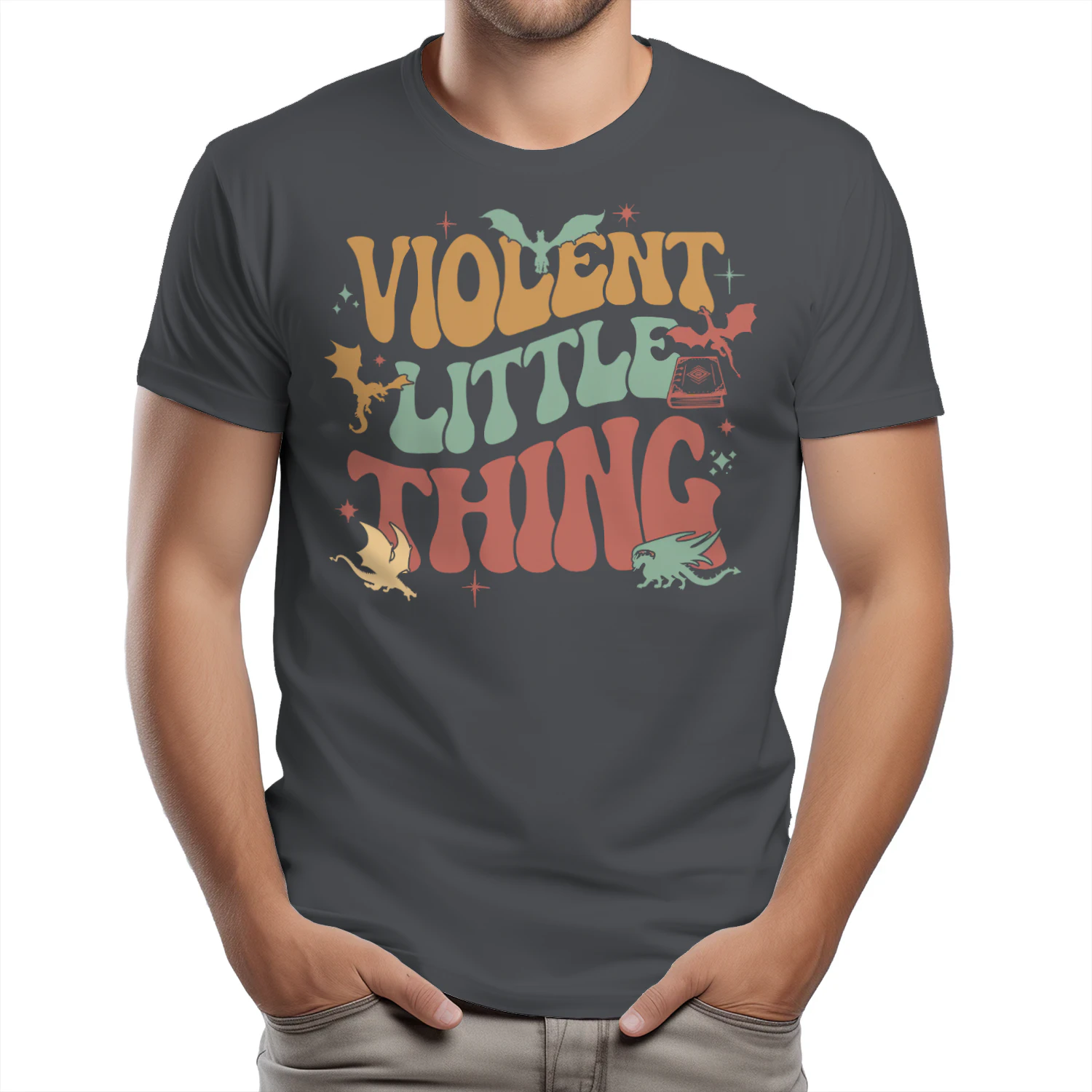 Violent Little Thing Heavy Cotton Dark Colors T-shirt 1 Side, Fourth Wing Gildan Tee, Romantasy Book Shirt, Book Lover Gifts
