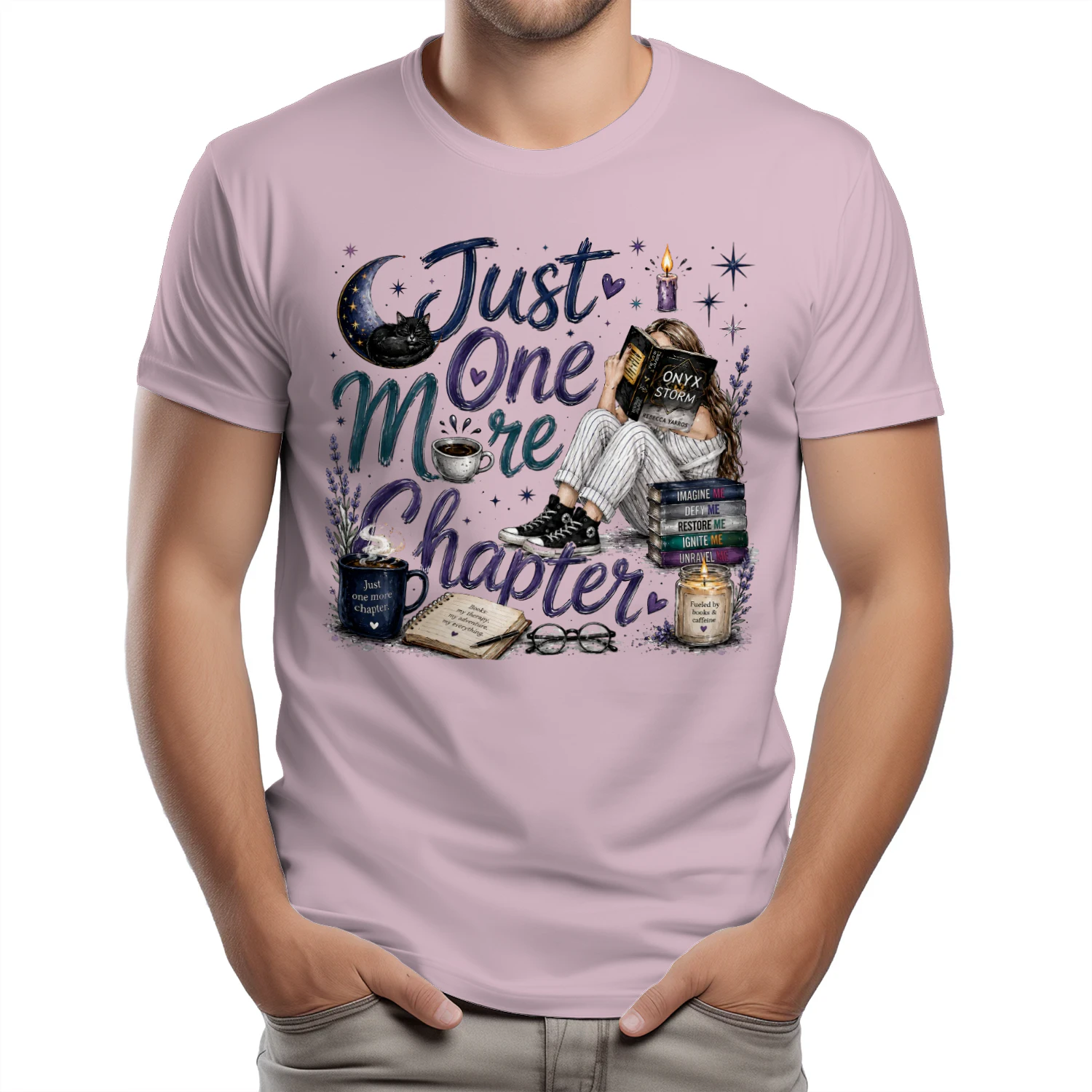Just One More Chapter Heavy Cotton Light Colors T-shirt 1 Side, Fourth Wing Gildan Tee, Romantasy Shirt, Book Lover Gifts