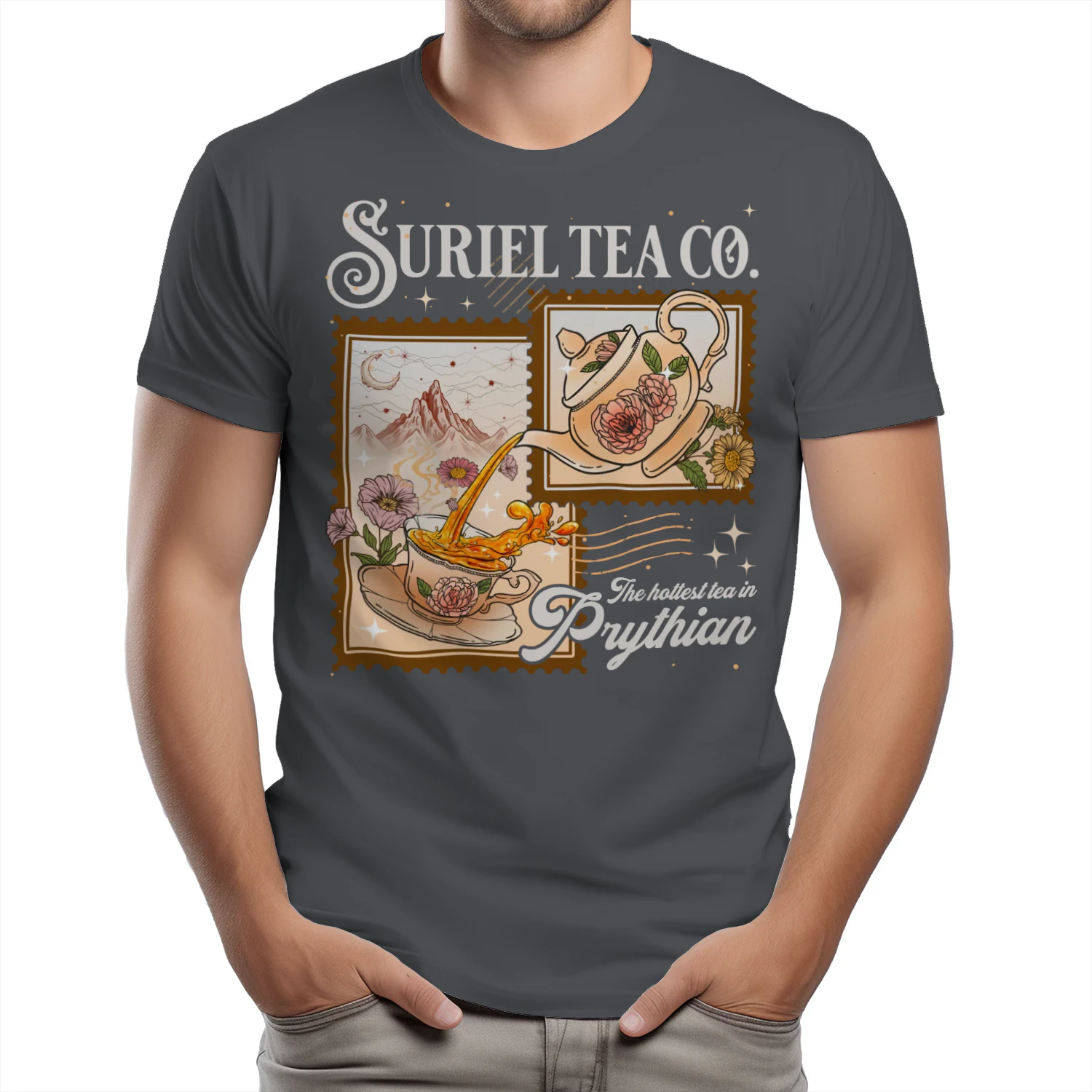 Suriel Tea Co Heavy Cotton Dark Colors T-shirt 1 Side, Acotar Series Gildan Tee, Fantasy Romance Book Shirt, Book Lover Gifts