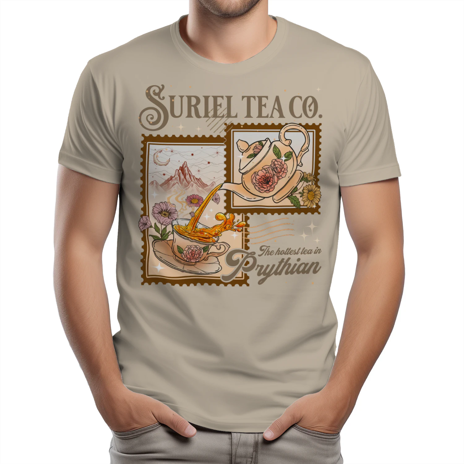 Suriel Tea Co Heavy Cotton Light Colors T-shirt 1 Side, Acotar Series Gildan Tee, Fantasy Romance Book Shirt, Book Lover Gifts