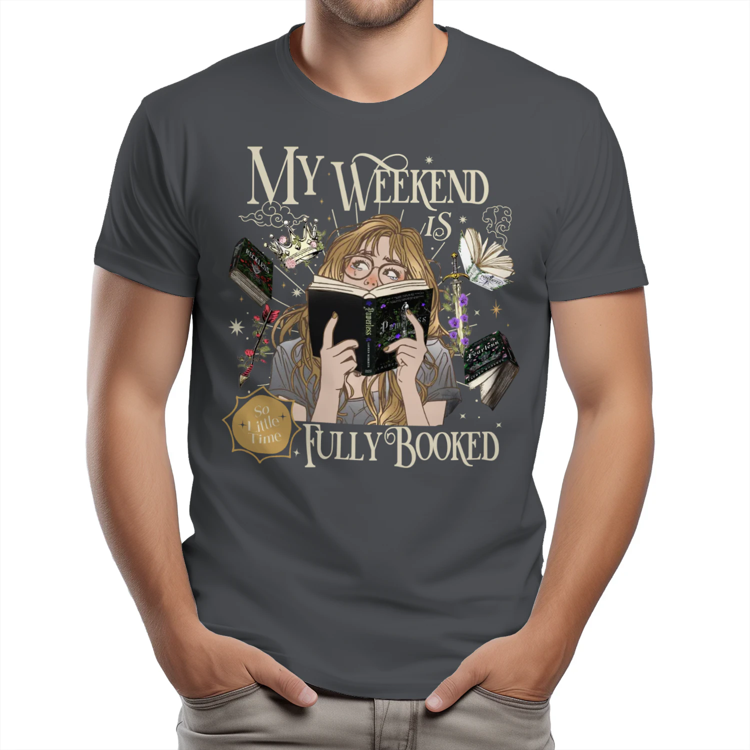 My Weekend Is Fully Booked Heavy Cotton Dark Colors T-shirt 2 Side, Fearless The Powerless Trilogy Gildan Tee, Young Adult Book Shirt, Book Lover Gifts