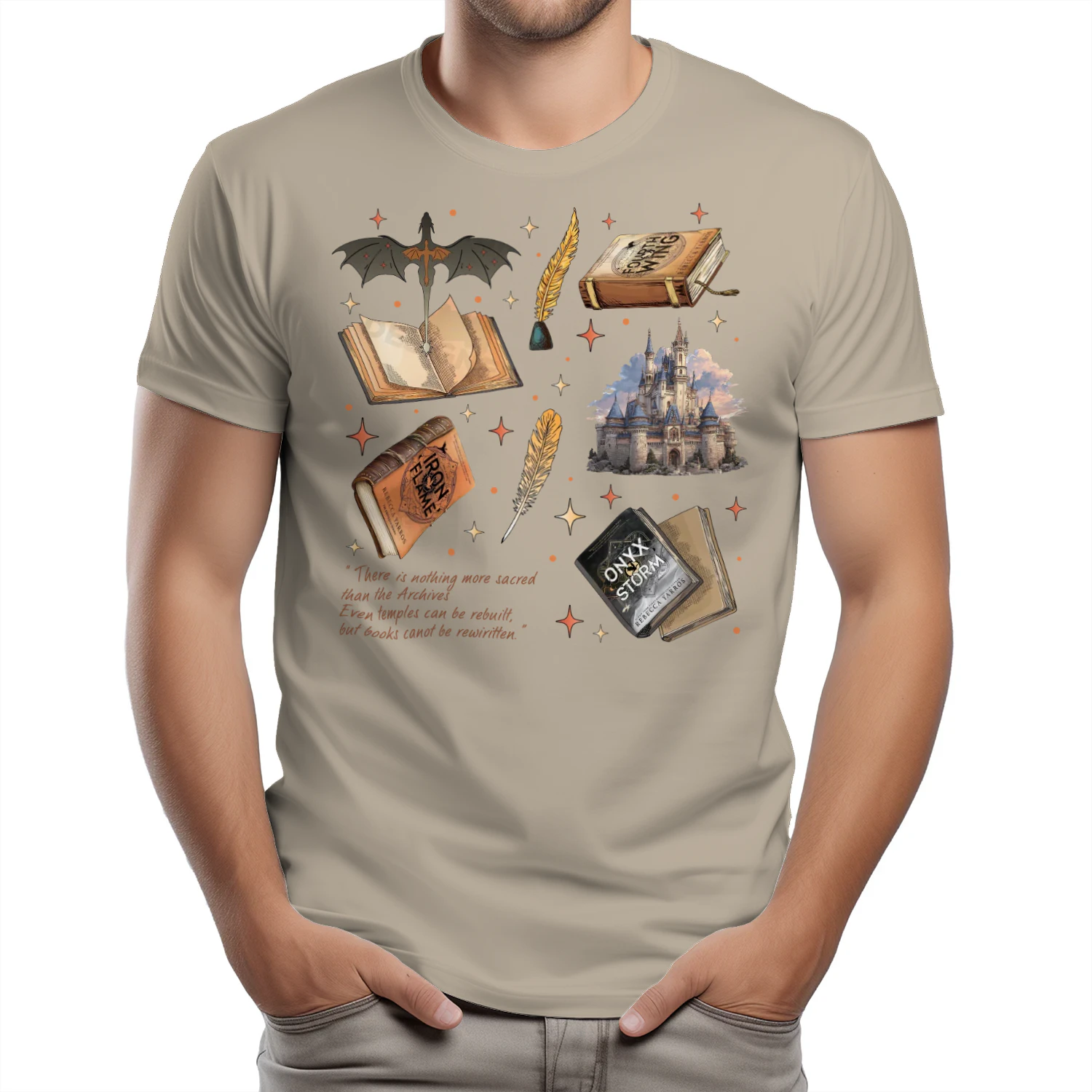 Fourth Wing Heavy Cotton Light Colors T-shirt 1 Side, The Empyrean Series Gildan Tee, Fantasy Romance Book Shirt, Book Gifts