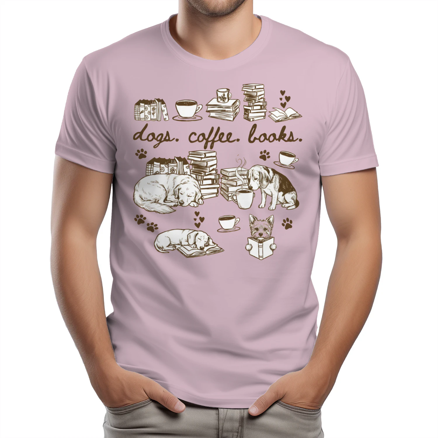 Dogs, Coffee and Book Club Heavy Cotton Light Colors T-shirt 1 Side, Book Club Gildan Tee, Readers Club Shirt, Book Lover Gifts