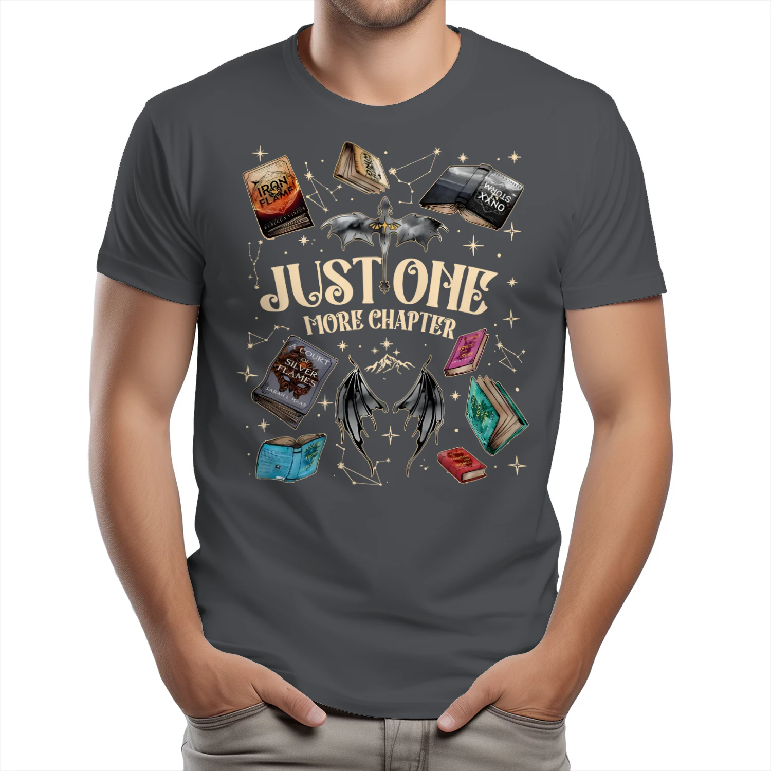 Just One More Chapter Heavy Cotton Dark Colors T-shirt 1 Side, Acotar Gildan Tee, Romantasy Shirt, Book Lover Gifts