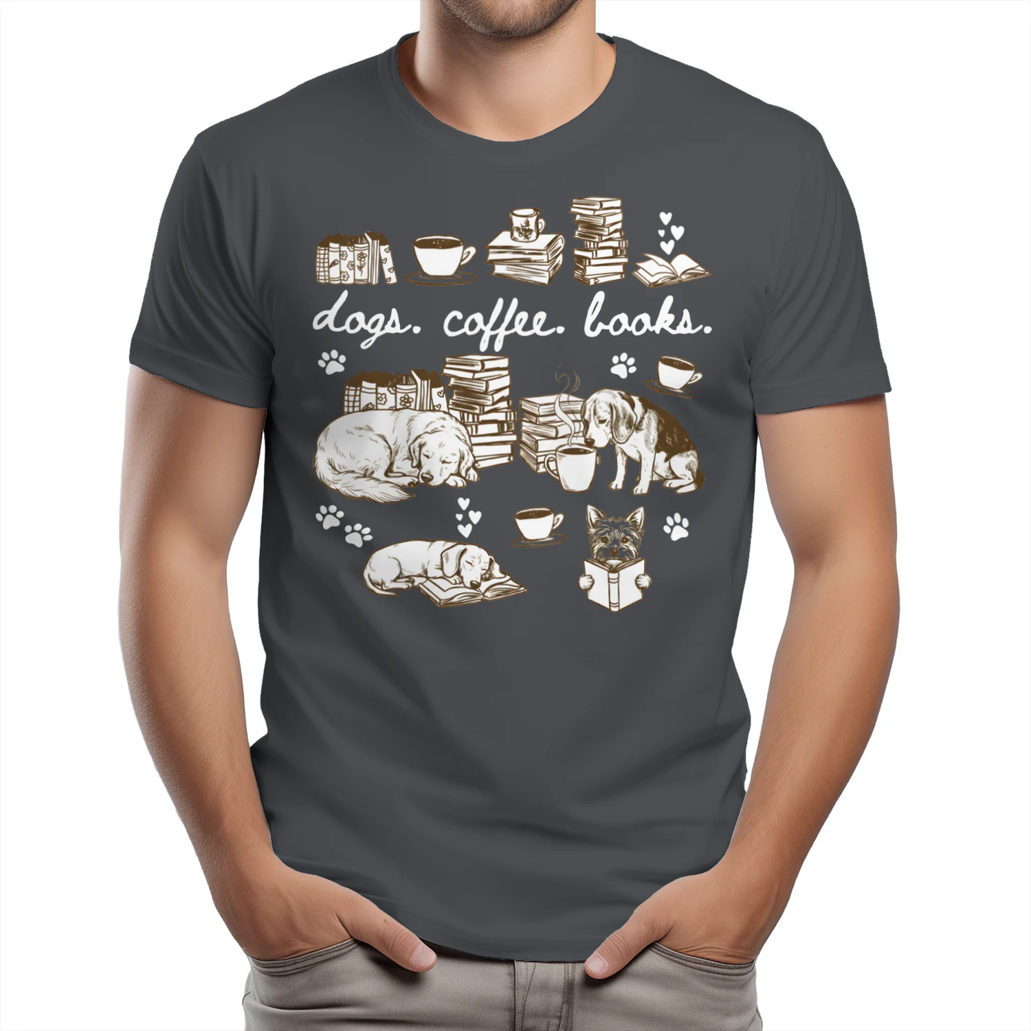 Dogs, Coffee and Book Club Heavy Cotton Dark Colors T-shirt 1 Side, Book Club Gildan Tee, Readers Club Shirt, Book Lover Gifts