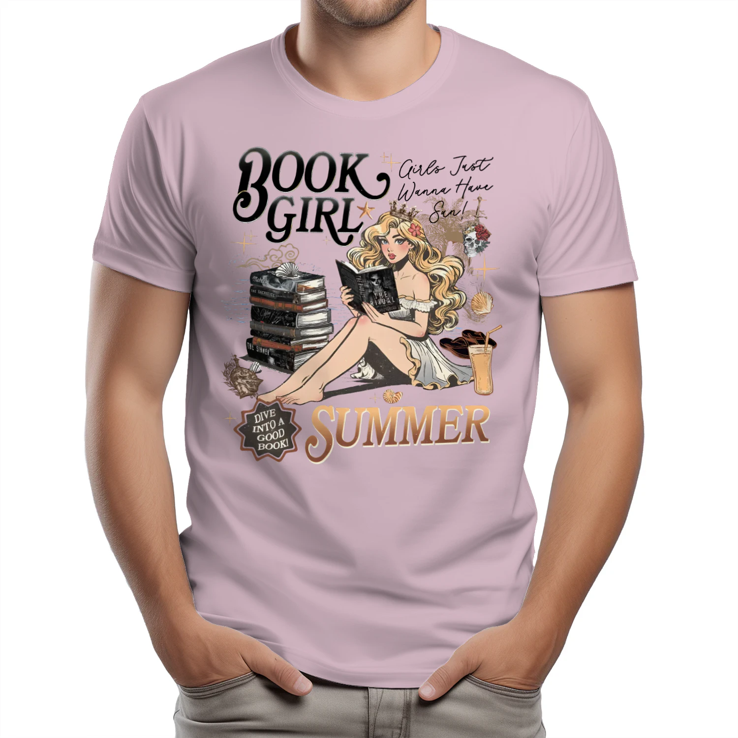 Book Girl Summer Heavy Cotton Light Colors T-shirt 2 Side, The Enemy Series Gildan Tee, Survival Horror Book Shirt, Book Lover Gifts