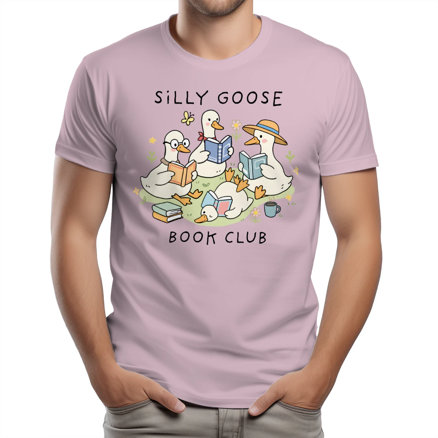 Silly Goose Readers Heavy Cotton Light Colors T-shirt 1 Side, Funny Book Club Gildan Tee, Readers Club Shirt, Book Lover Gifts