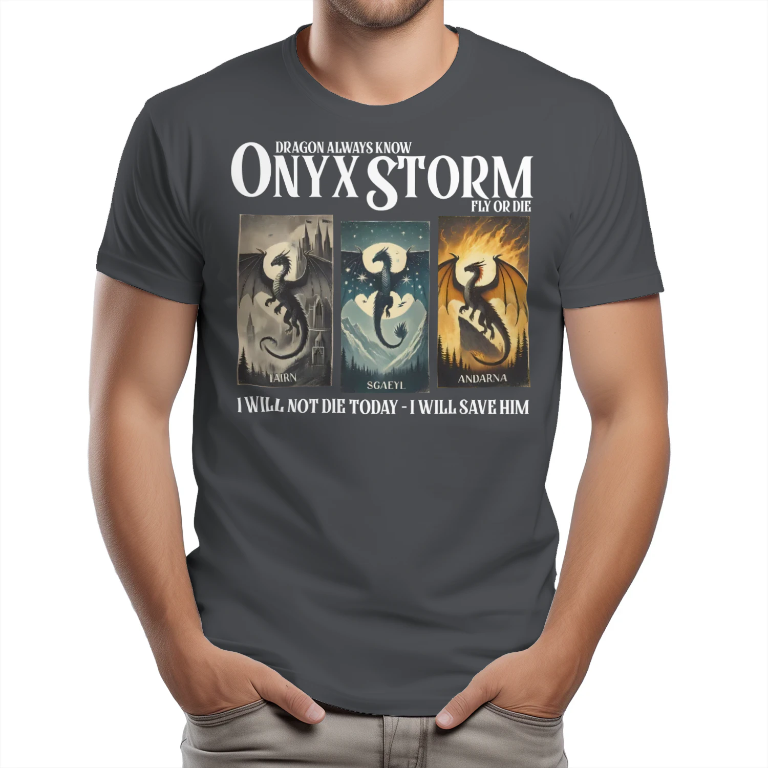 Onyx Storm Heavy Cotton Dark Colors T-shirt 1 Side, The Empyrean Series Gildan Tee, Fantasy Romance Book Shirt, Book Lover Gifts